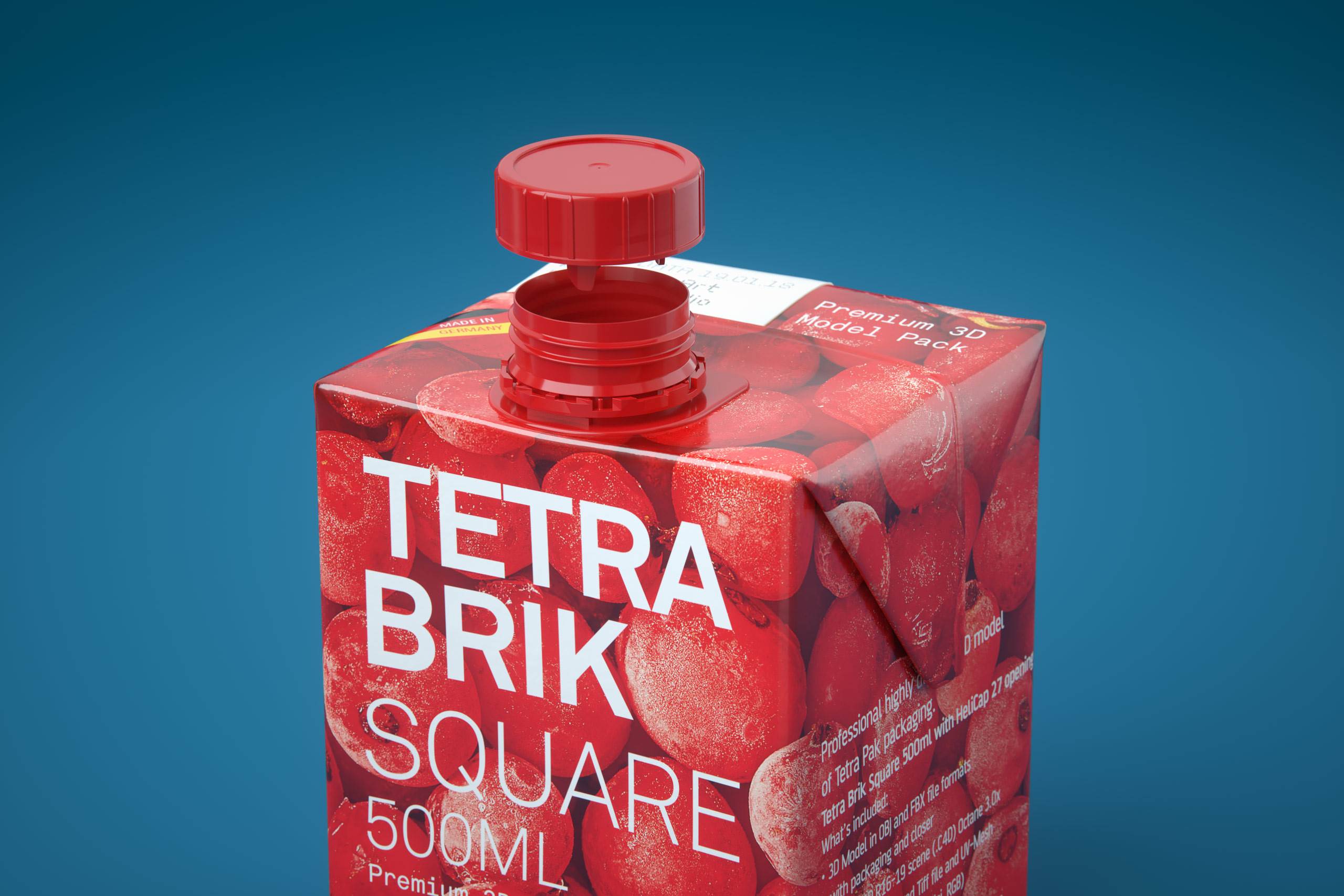 Tetra Pack Brick Square 500ml with HeliCap 27 3D model pak