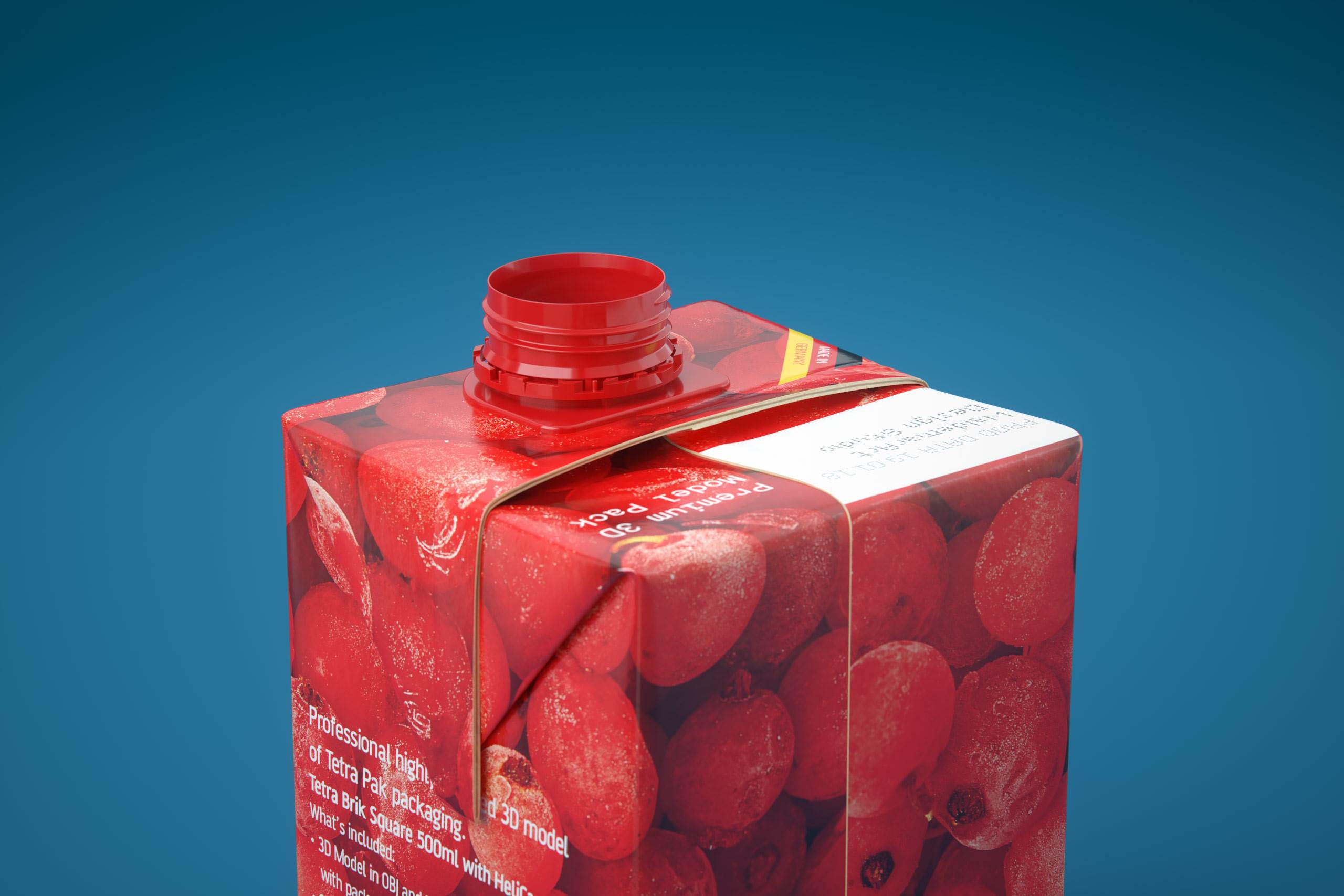 Tetra Pack Brick Square 500ml with HeliCap 27 3D model pak
