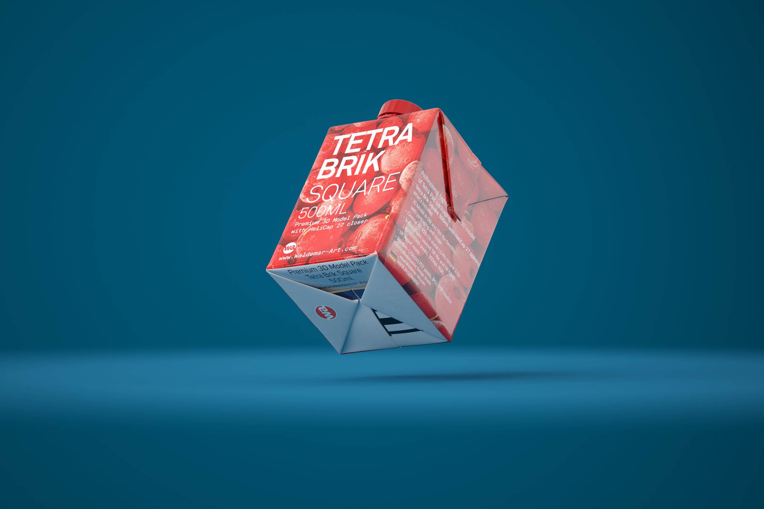 Tetra Pack Brick Square 500ml with HeliCap 27 3D model pak