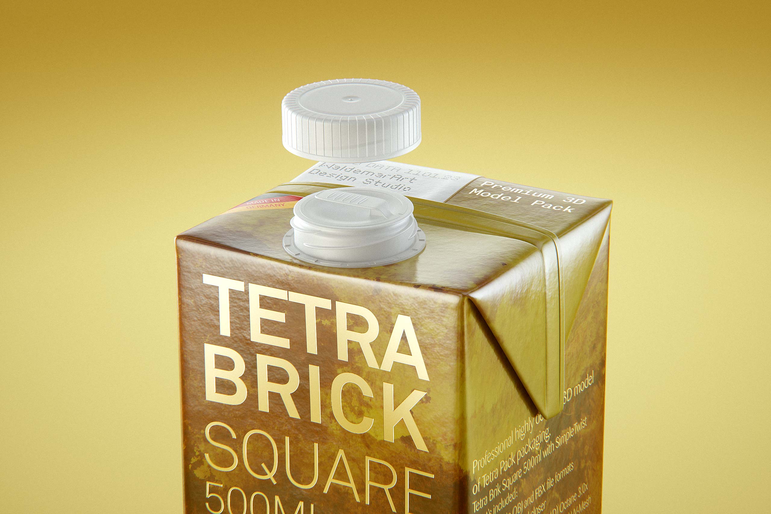 Tetra Brick Square 500ml with SimplyTwist closer premium packaging 3D model