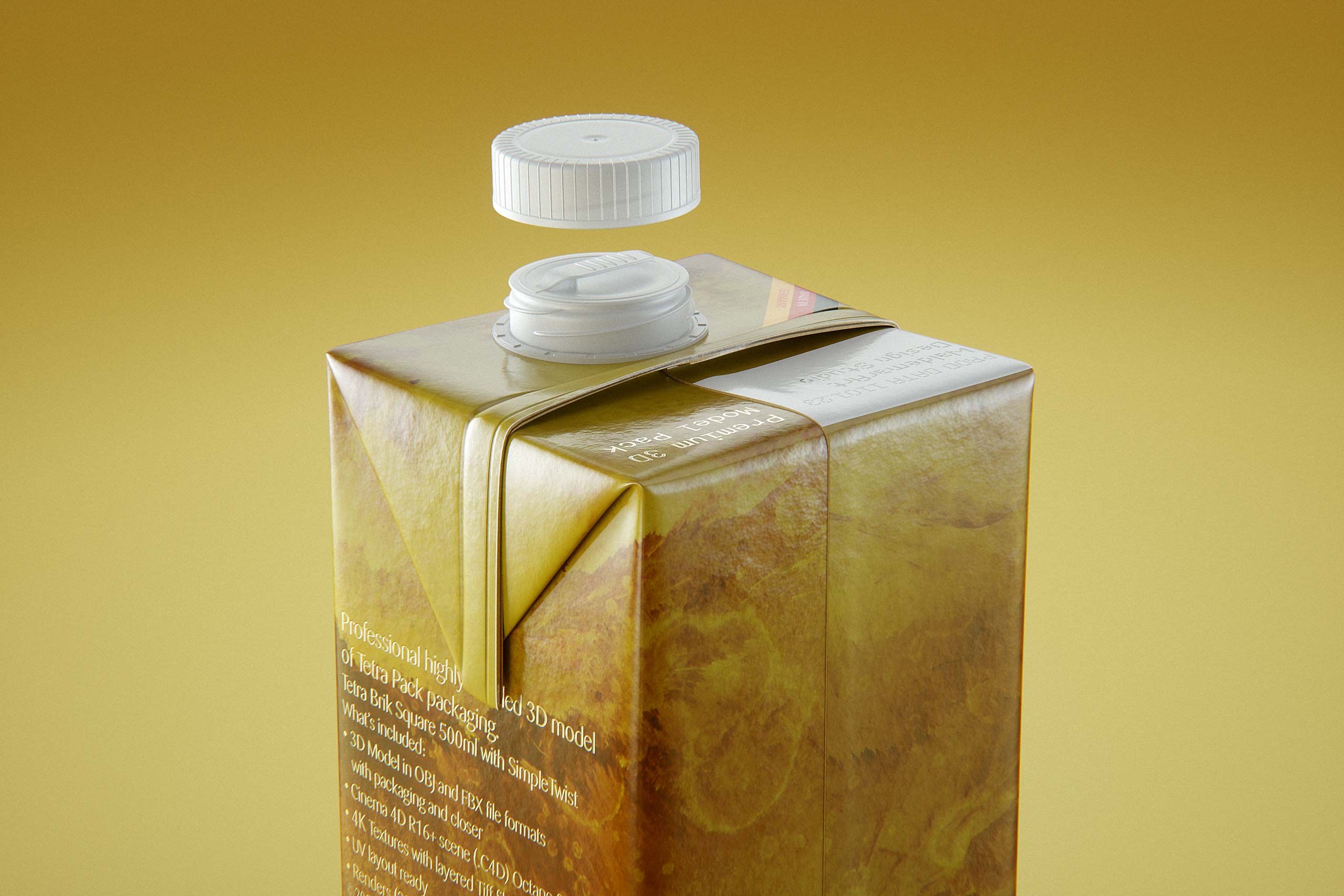 Tetra Brick Square 500ml with SimplyTwist closer premium packaging 3D model