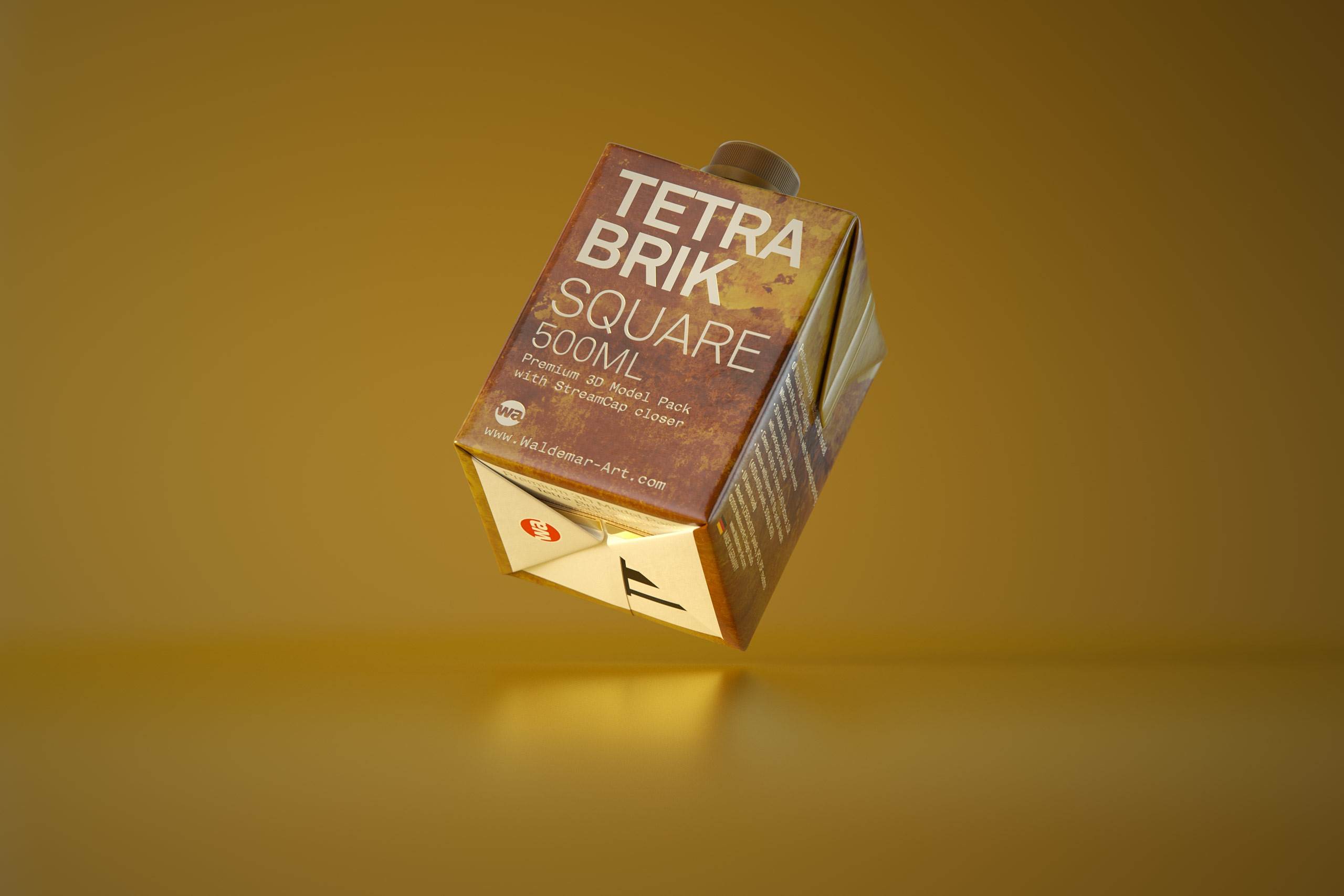 Tetra Pack Brick Square 500ml with StreamCap Premium 3D model pak