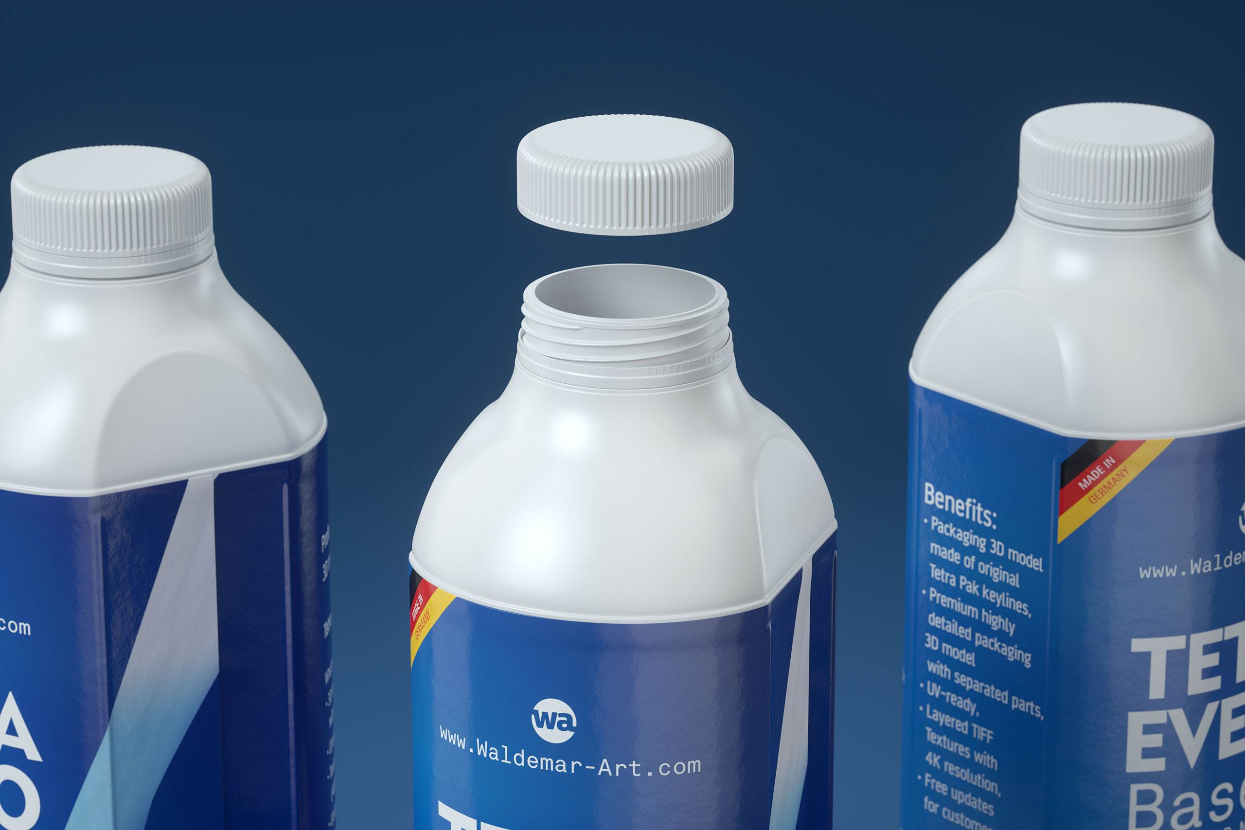 Milk Carton Packaging 3D model pak of Tetra Pack Evero Aseptic Base-D 1000ml with OrionTop O38A