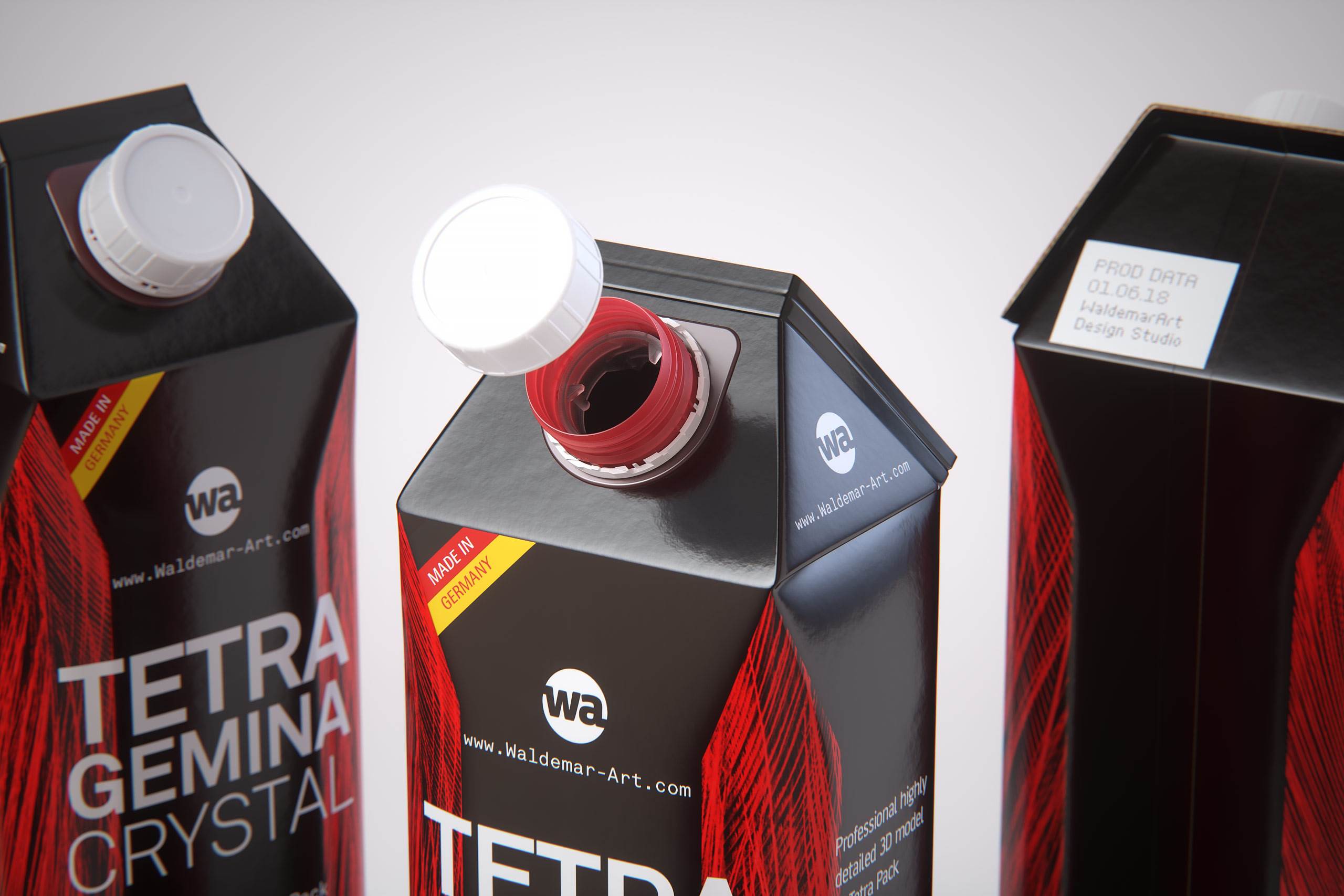 Tetra Pack Gemina Base Crystal 1000ml with HeliCap 27 Premium packaging 3d model pak.