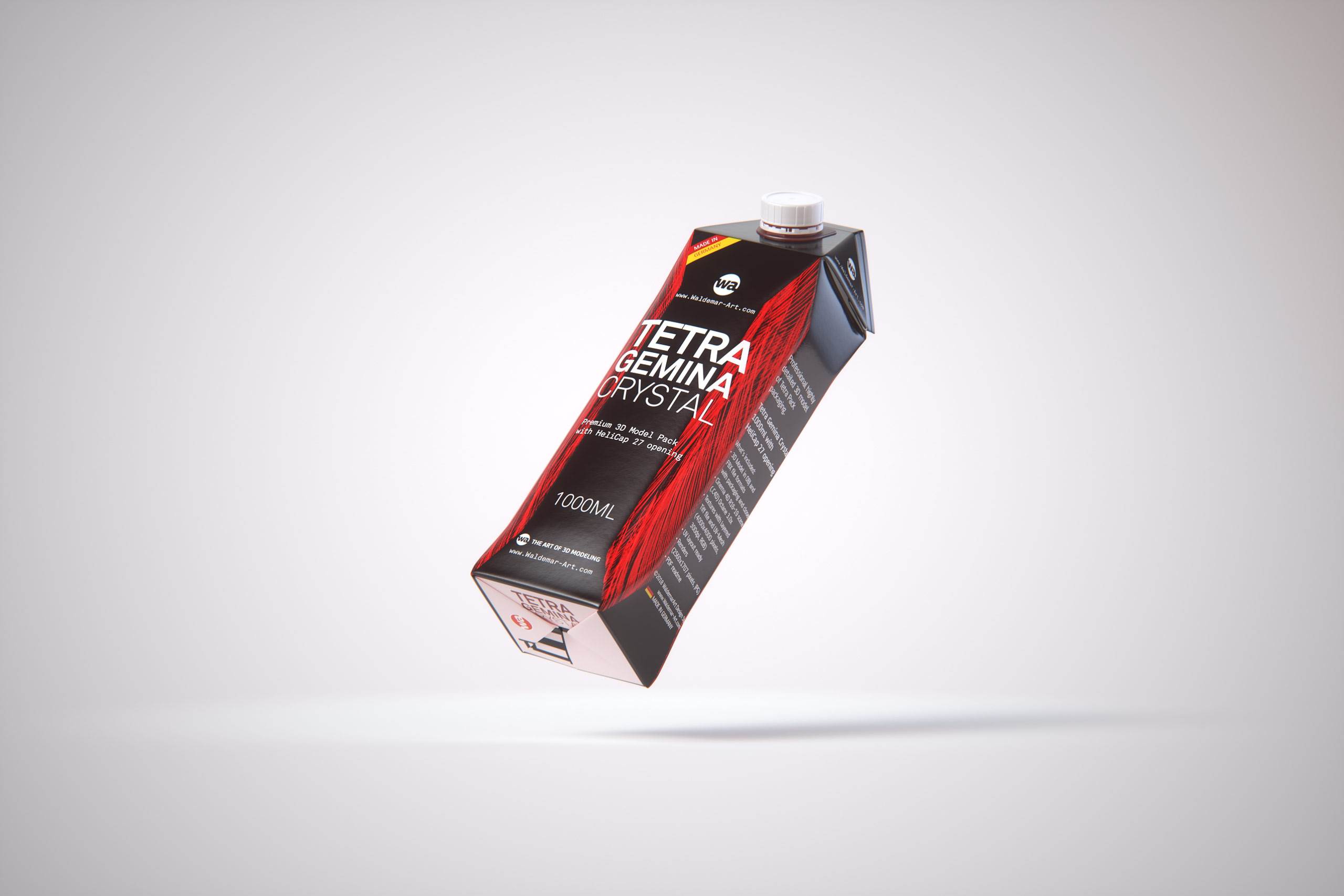 Tetra Pack Gemina Base Crystal 1000ml with HeliCap 27 Premium packaging 3d model pak.