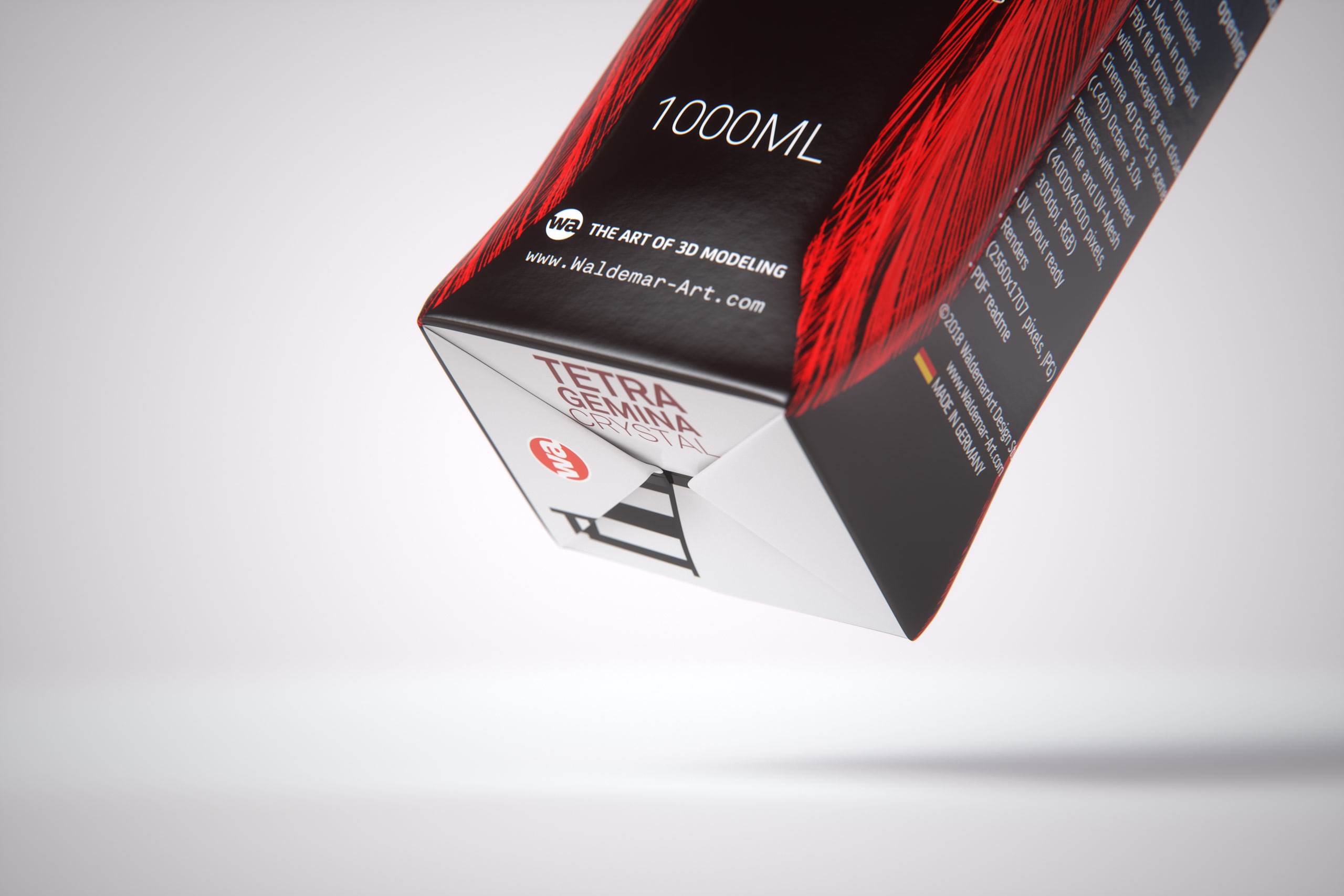 Tetra Pack Gemina Base Crystal 1000ml with HeliCap 27 Premium packaging 3d model pak.