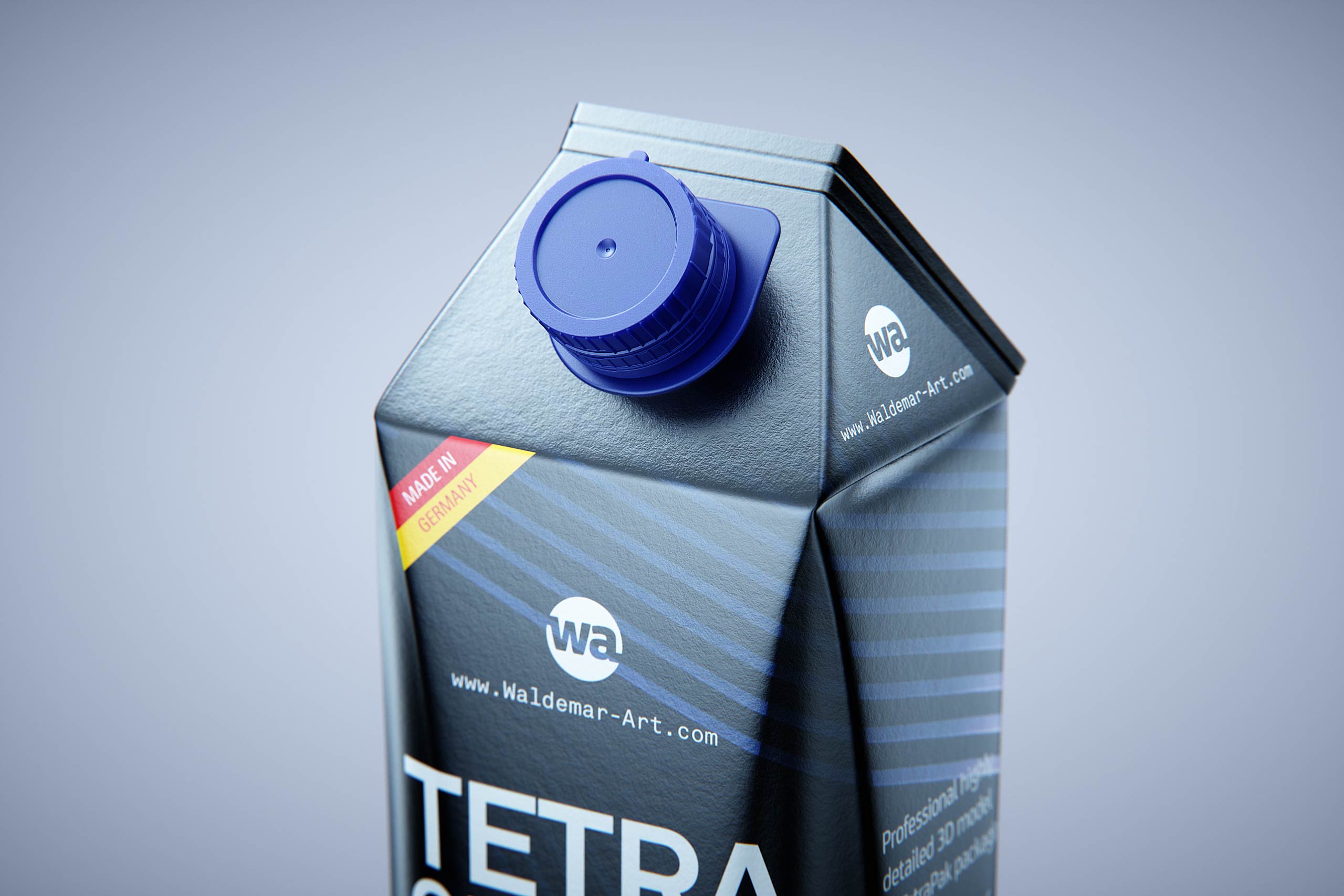 Premium packaging 3D model of Tetra Gemina Leaf 1000ml with tethered cap HeliCap 26 Pro