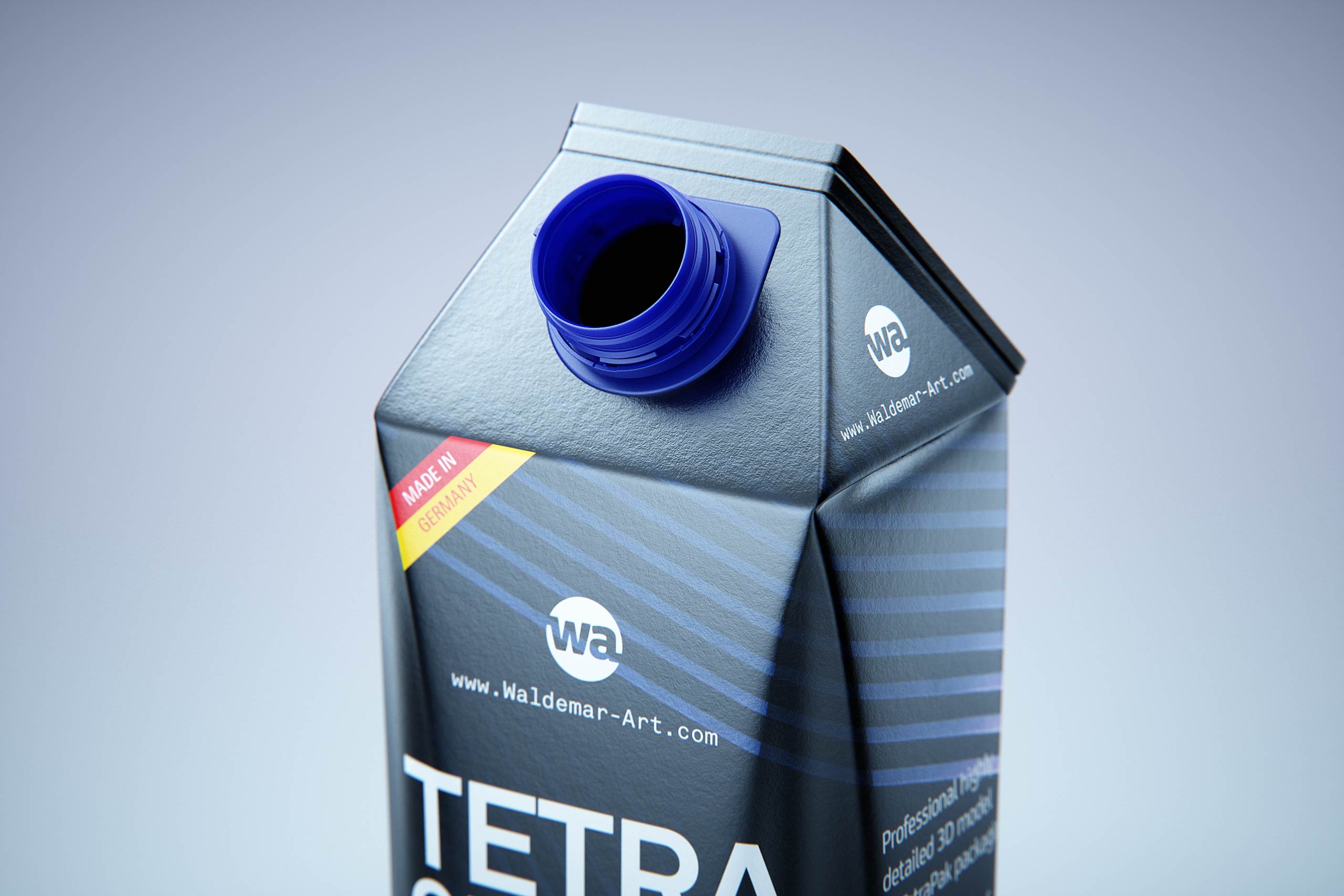 Premium packaging 3D model of Tetra Gemina Leaf 1000ml with tethered cap HeliCap 26 Pro