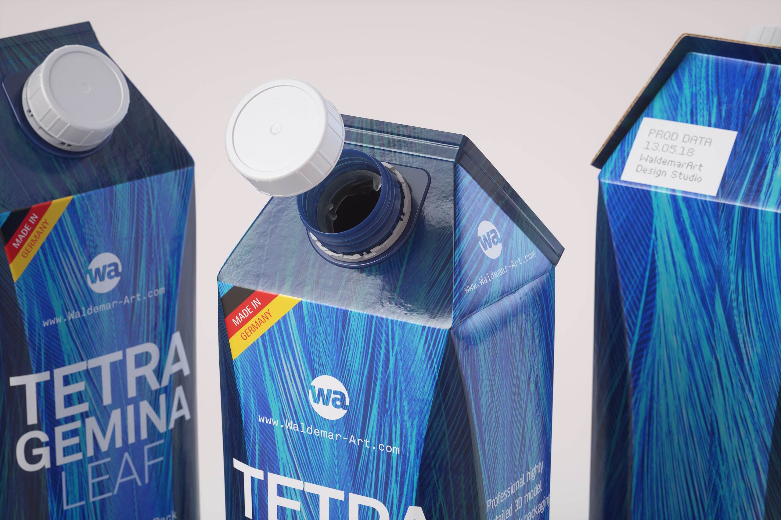 Packaging 3d model pak of Tetra Pack Gemina Leaf 1000ml with HeliCap 27