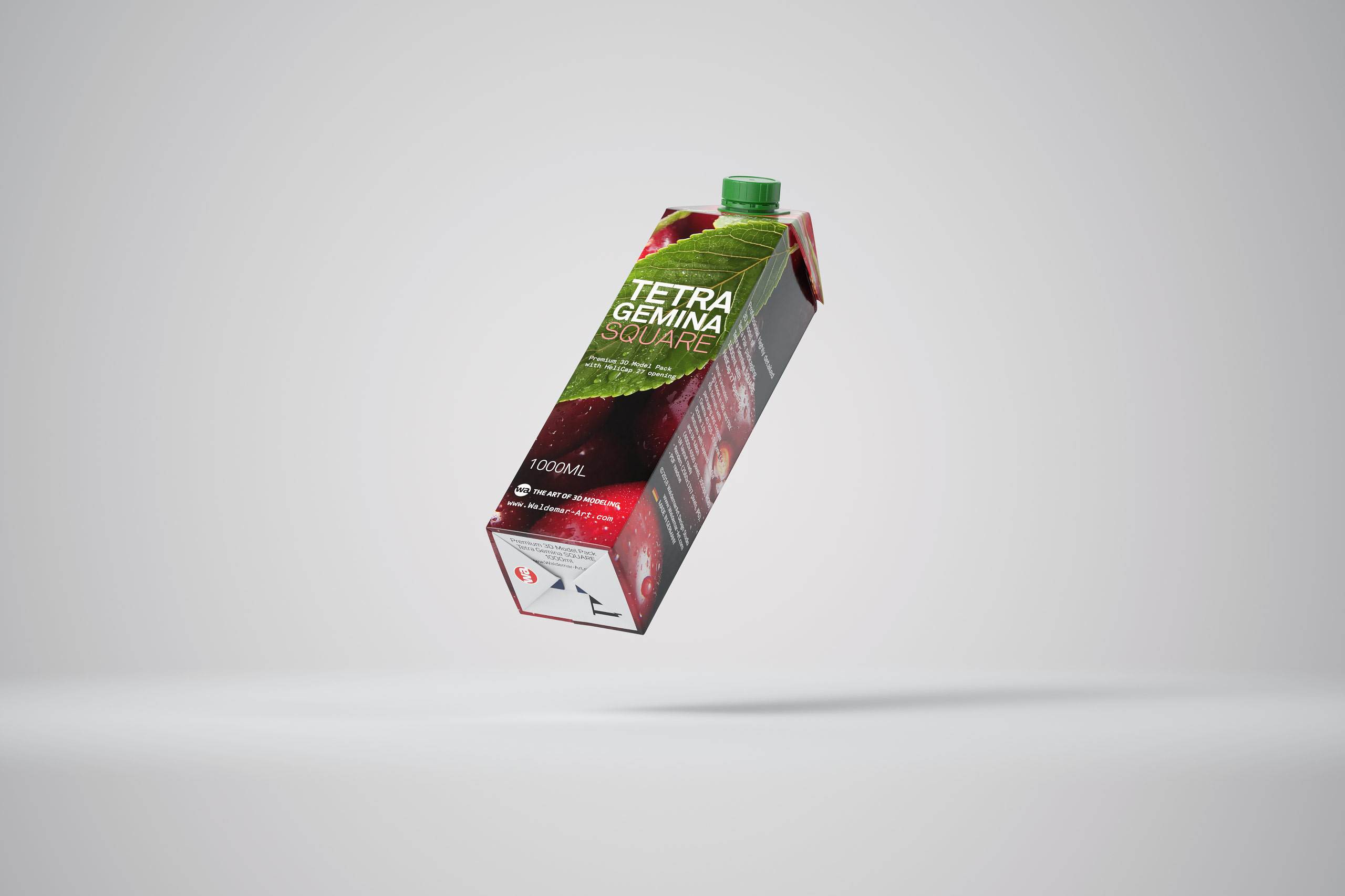 Premium 3D model pak of Tetra Pack Gemina Square 1000ml with HeliCap 27 closure