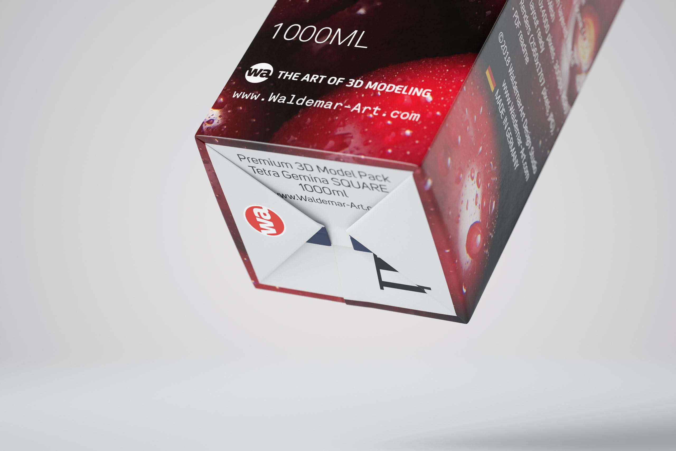 Premium 3D model pak of Tetra Pack Gemina Square 1000ml with HeliCap 27 closure