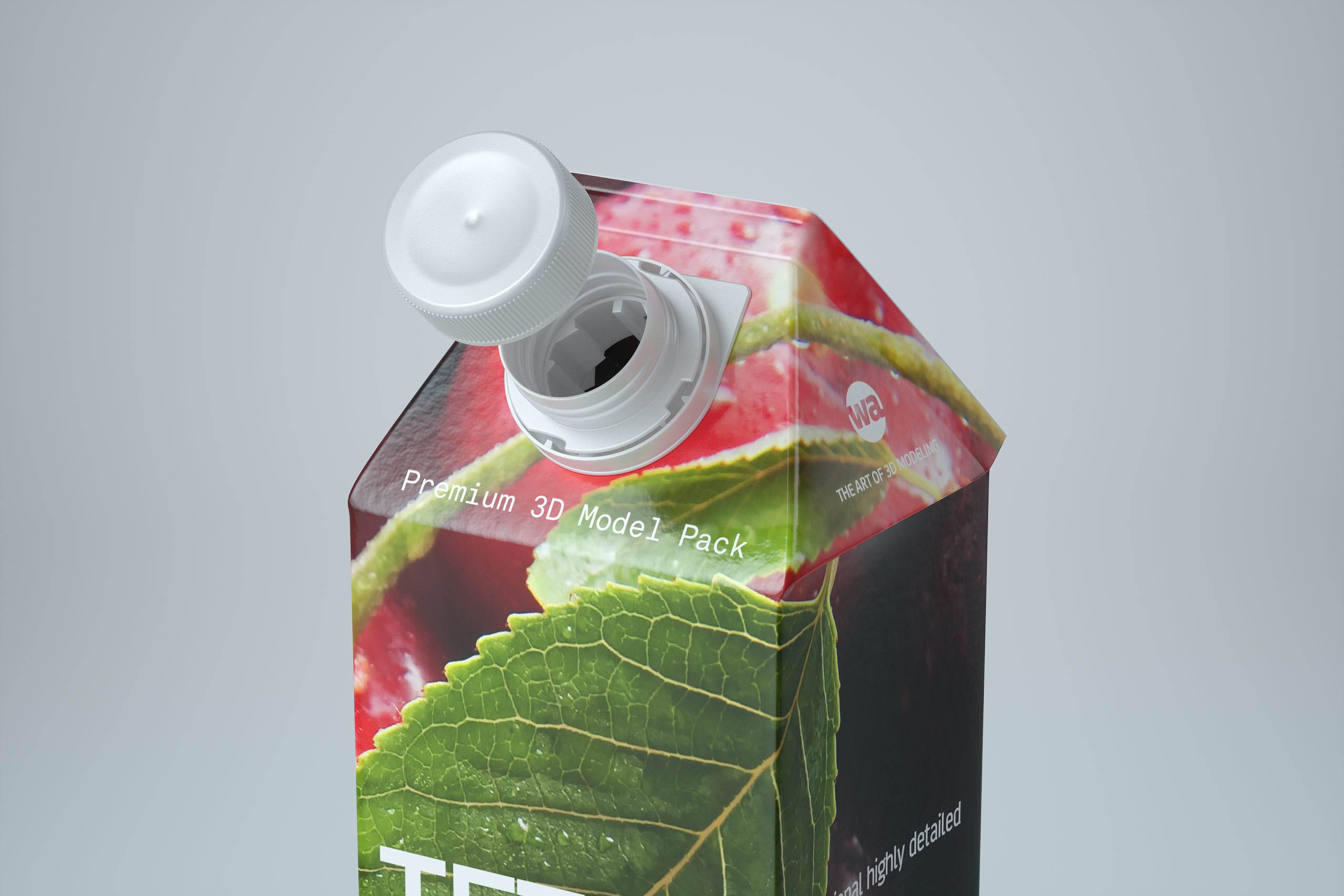 Premium Packaging 3d model pak of Tetra Pack Gemina Square 1000ml with StreamCap opening