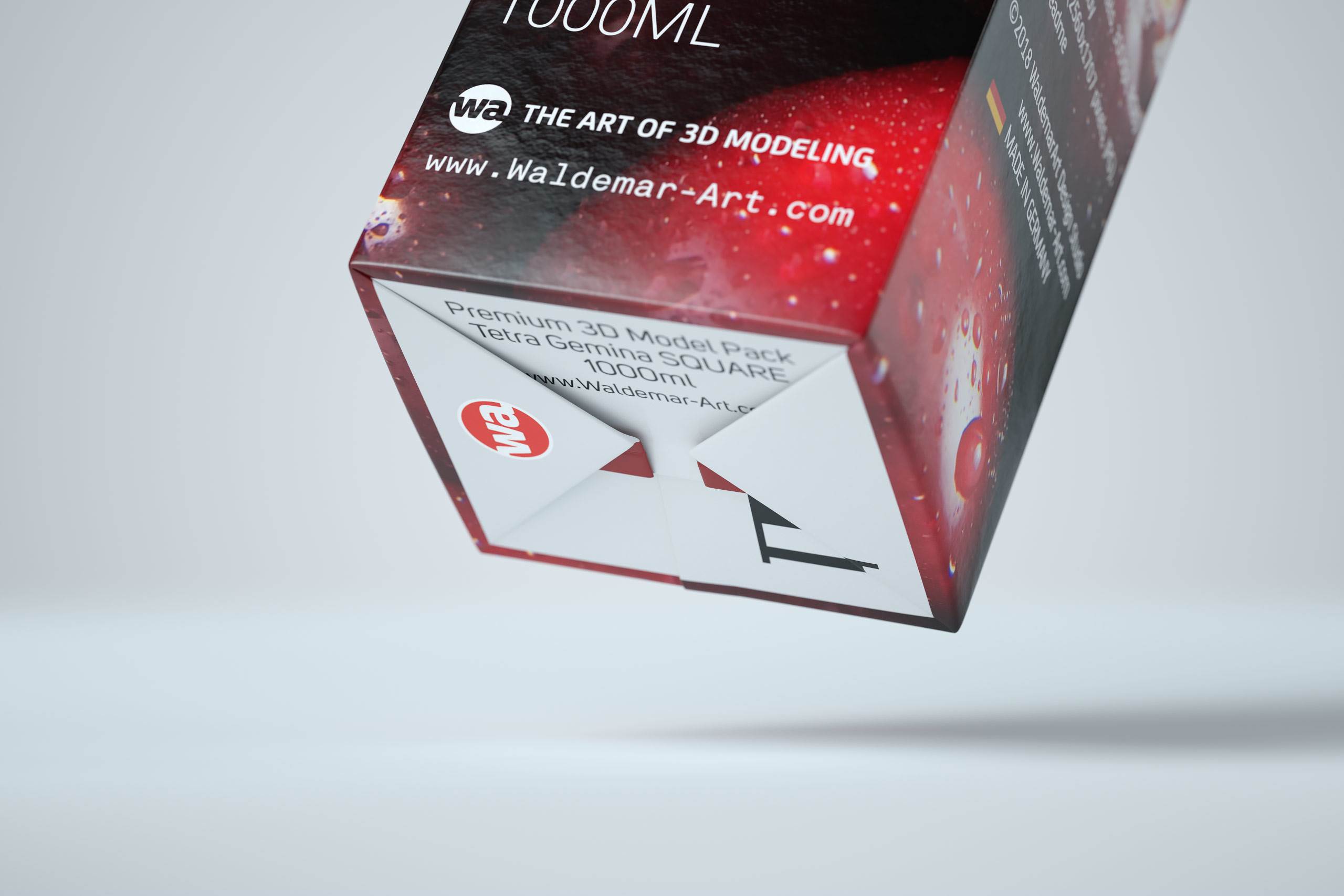 Premium Packaging 3d model pak of Tetra Pack Gemina Square 1000ml with StreamCap opening