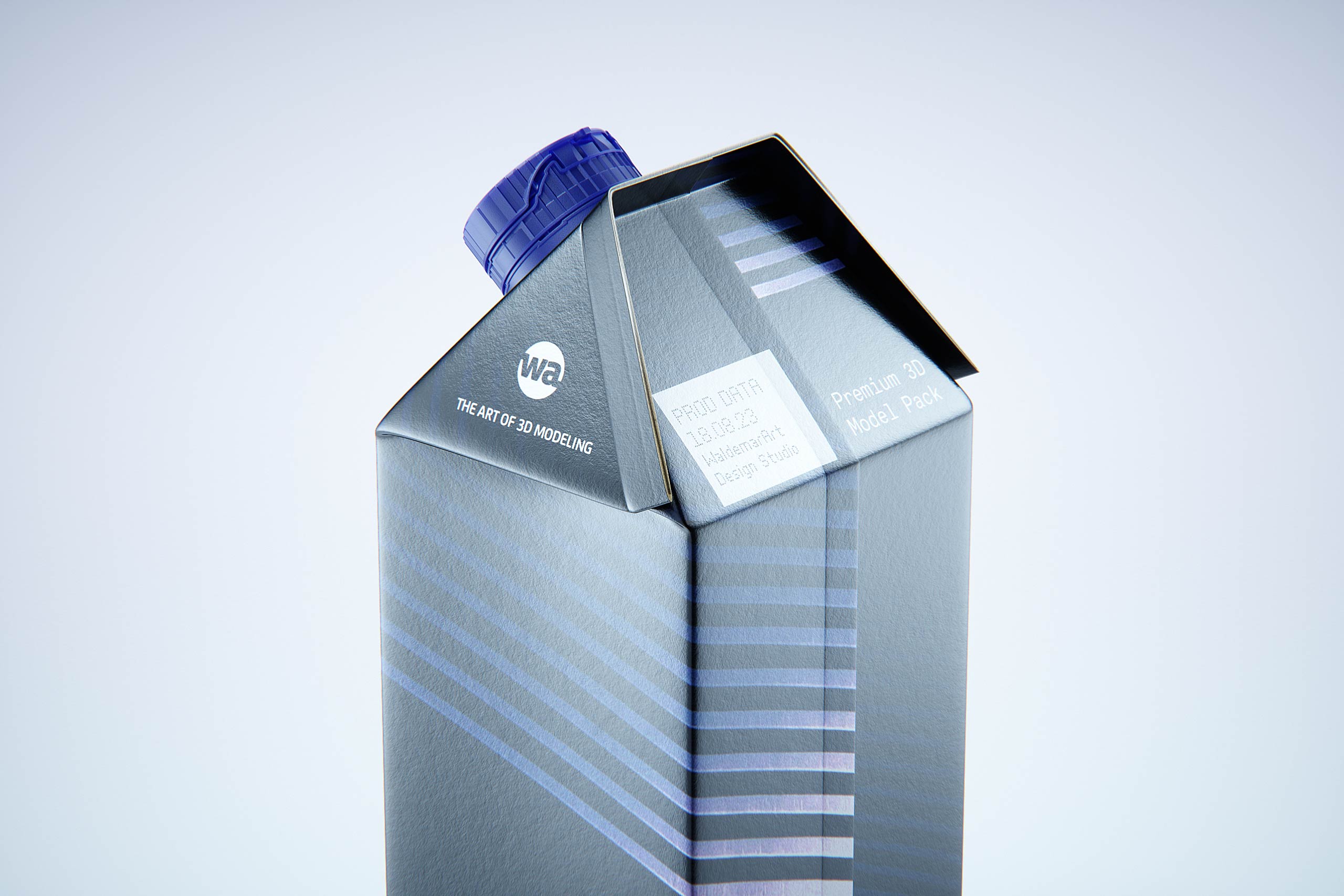 Premium carton packaging 3D model of Tetra Gemina Square 1000ml with tethered cap HeliCap 26 Pro