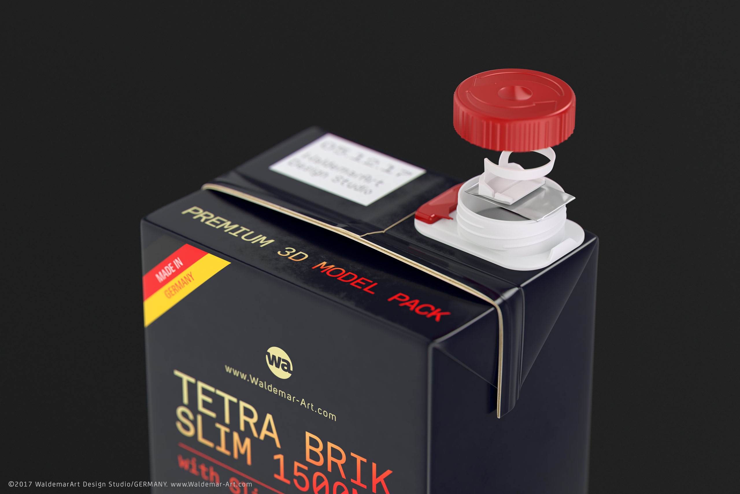 Tetra Pack Brick Slim 1500ml with SlimCap Premium package 3D model pak