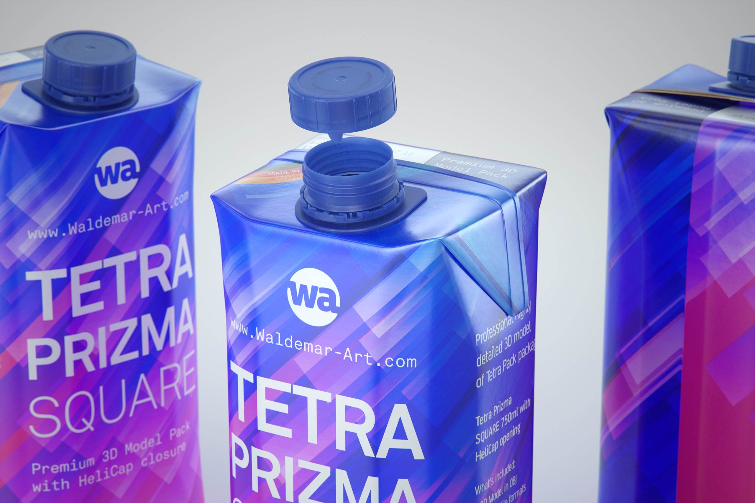 Tetra Pack Prisma Square 750ml Premium 3d model pak with HeliCap closure