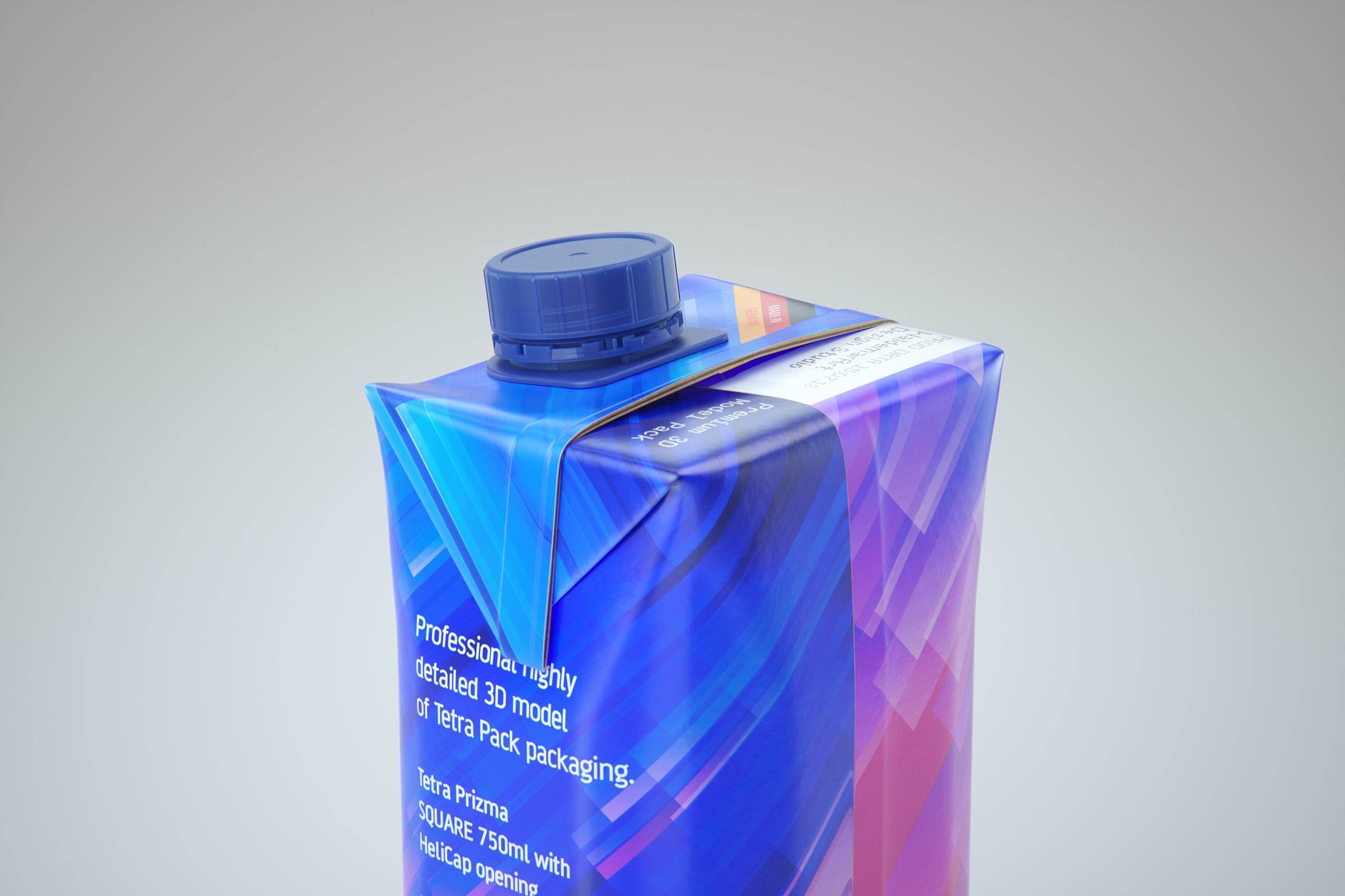 Tetra Pack Prisma Square 750ml Premium 3d model pak with HeliCap closure