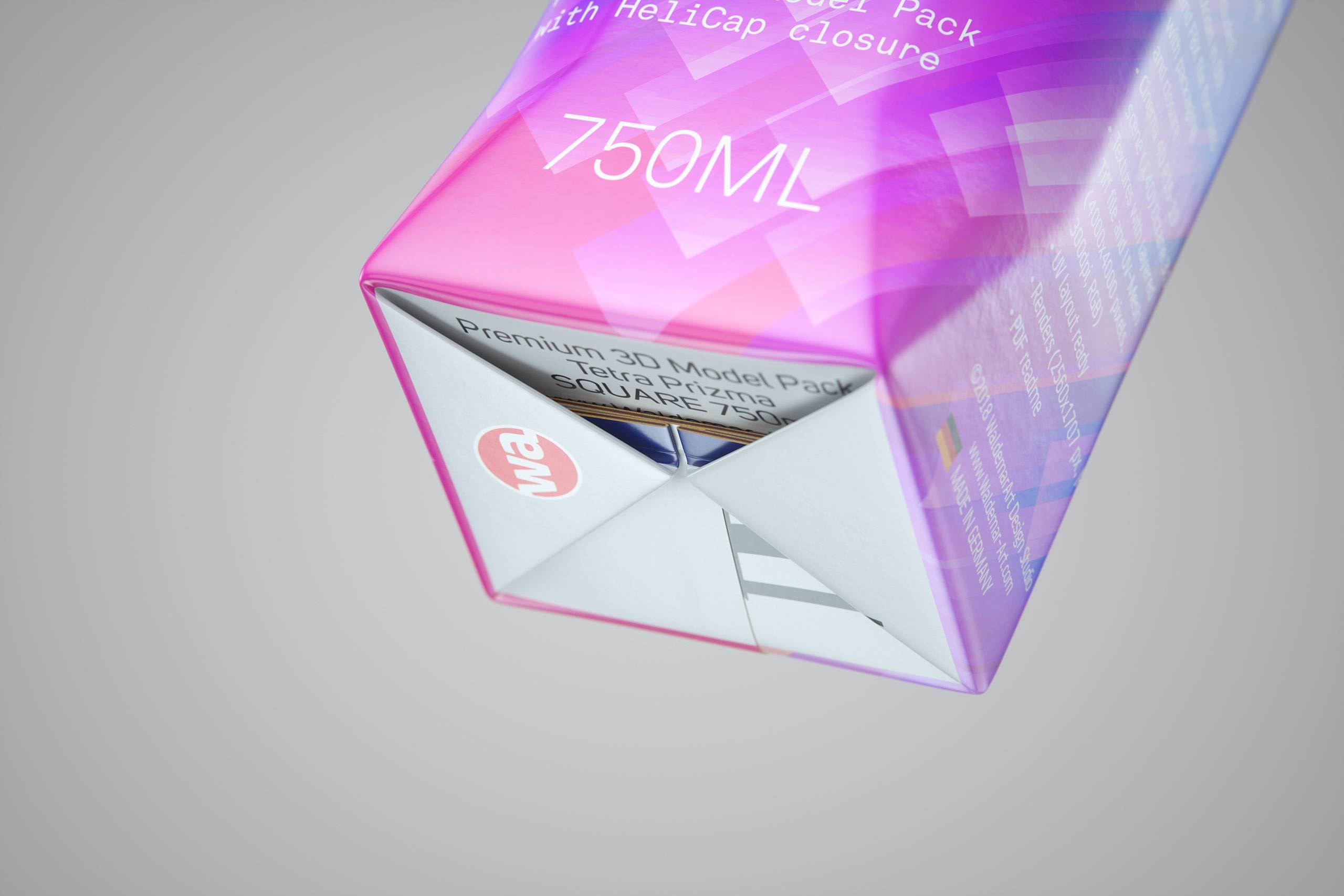 Tetra Pack Prisma Square 750ml Premium 3d model pak with HeliCap closure