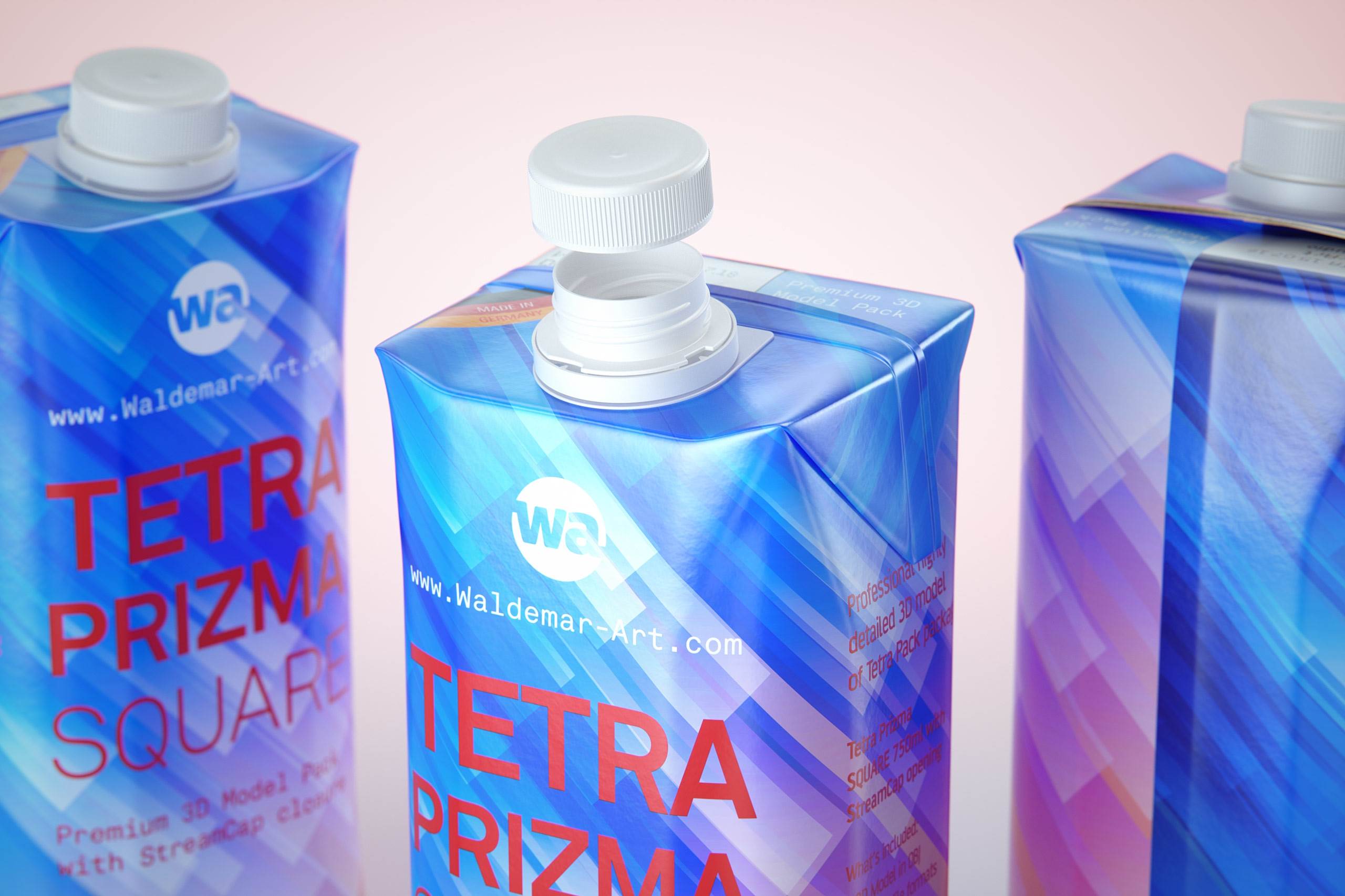 Tetra Pack Prisma Square 750ml Premium 3d model pak with StreamCap closure