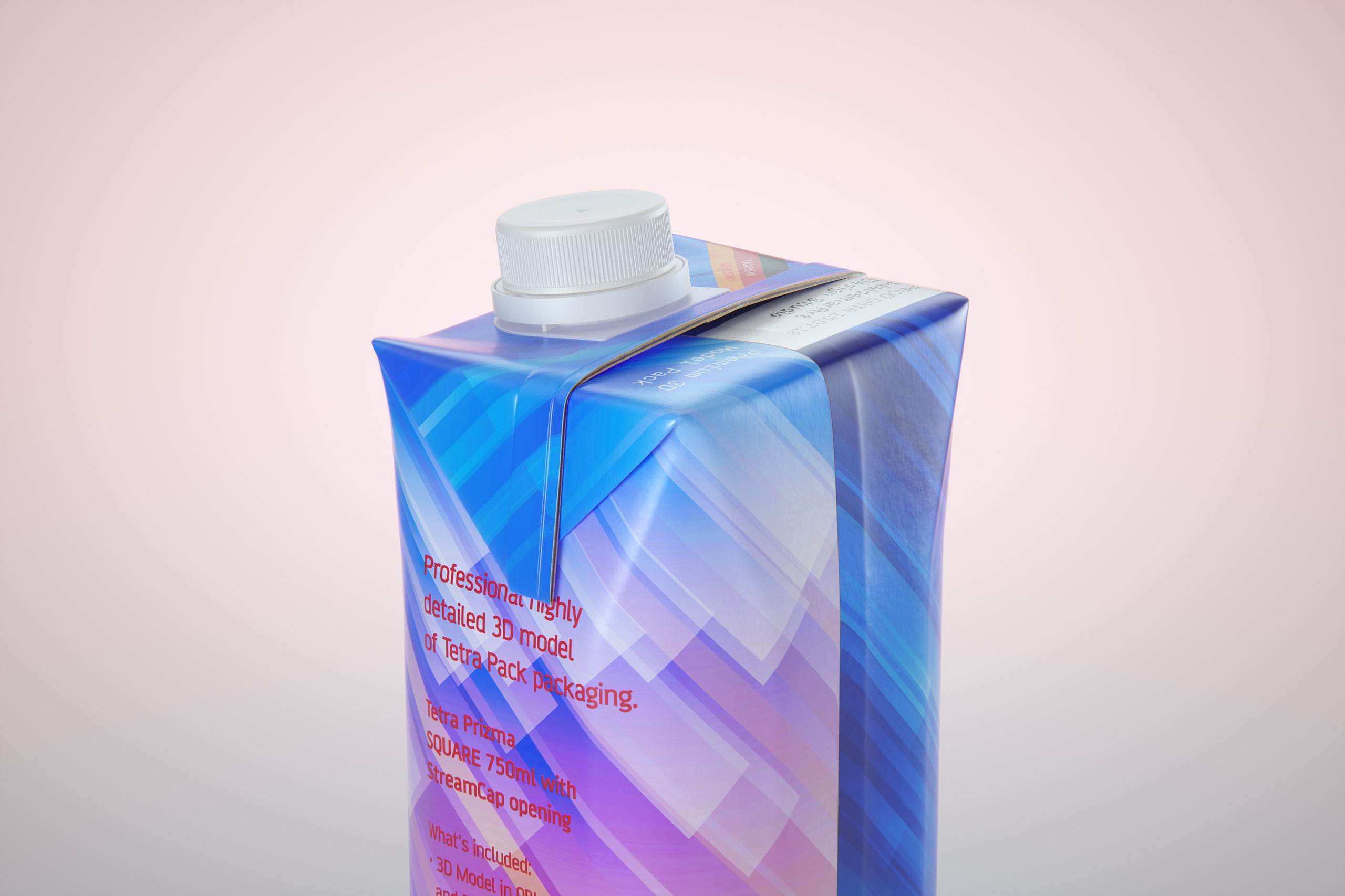Tetra Pack Prisma Square 750ml Premium 3d model pak with StreamCap closure