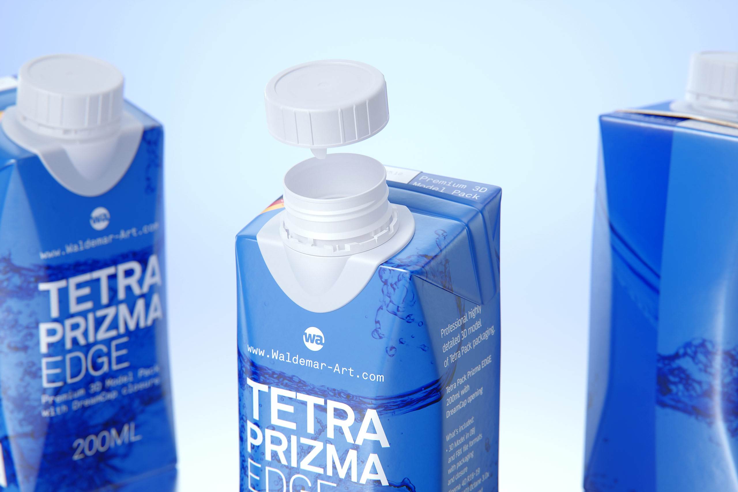 Tetra Pack Prisma EDGE 200ml with DreamCap Premium carton packaging 3D model pak