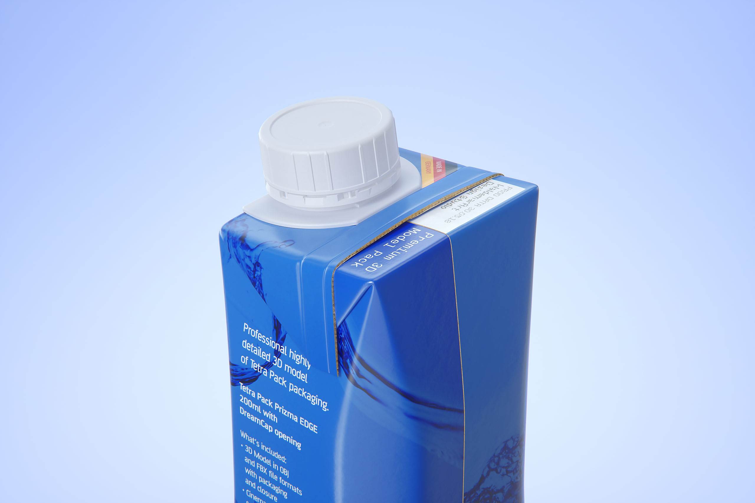 Tetra Pack Prisma EDGE 200ml with DreamCap Premium carton packaging 3D model pak