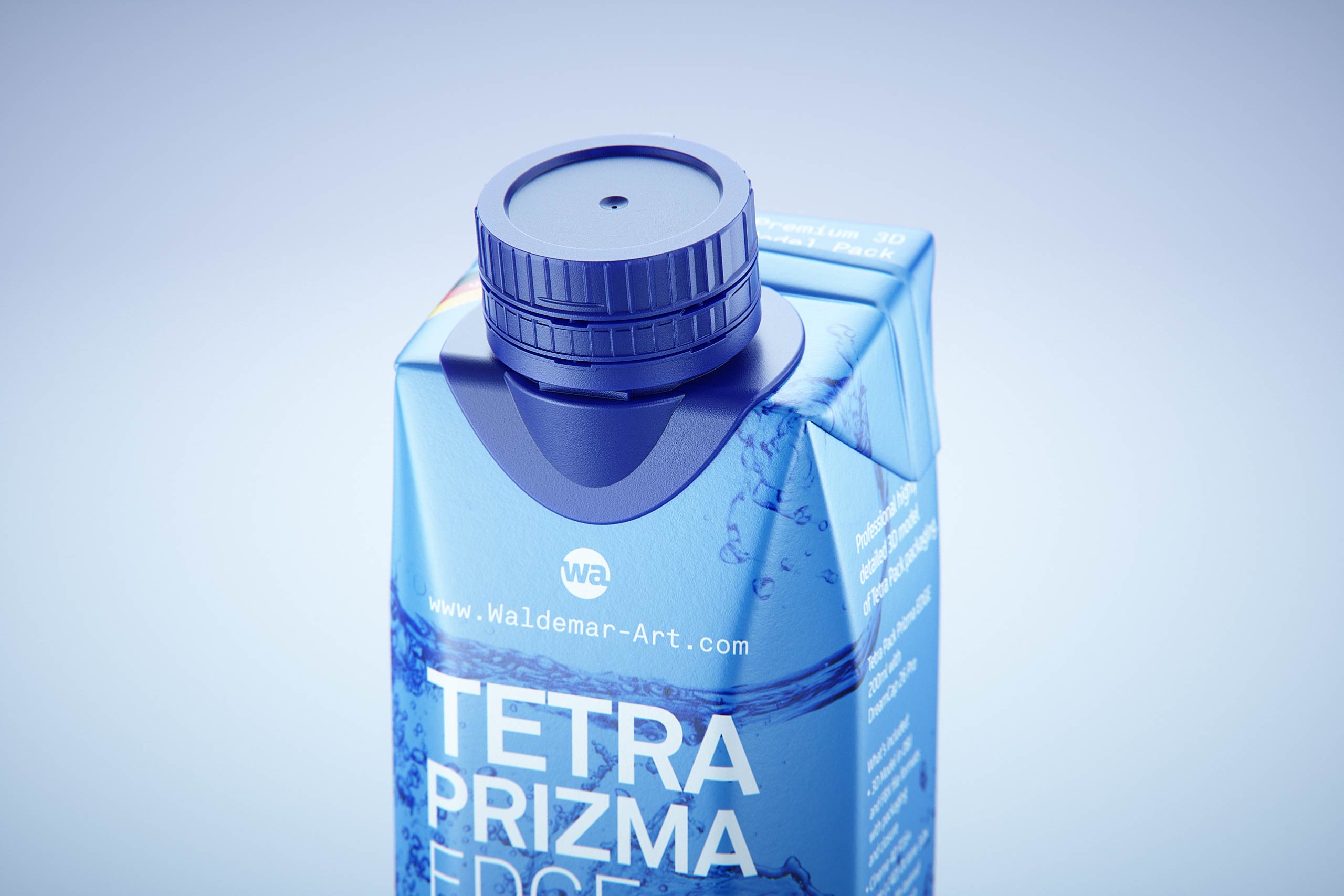 Premium packaging 3d model of Tetra Pack Prisma EDGE 200ml with tethered cap DreamCap 26 Pro