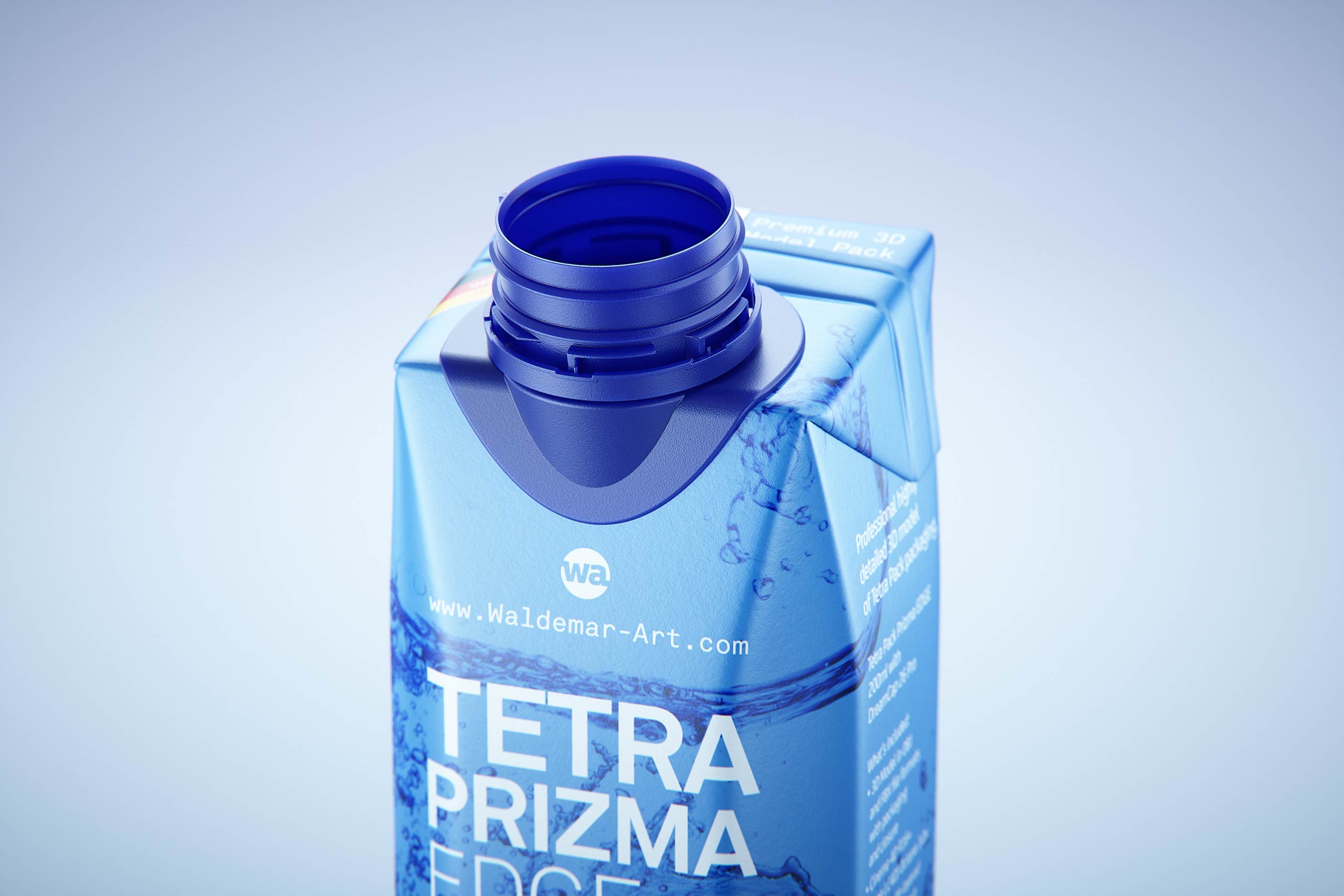 Premium packaging 3d model of Tetra Pack Prisma EDGE 200ml with tethered cap DreamCap 26 Pro