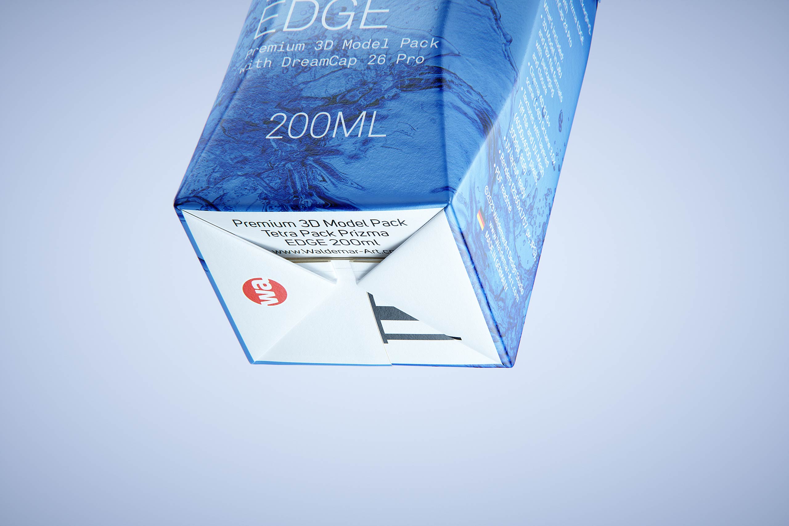 Premium packaging 3d model of Tetra Pack Prisma EDGE 200ml with tethered cap DreamCap 26 Pro