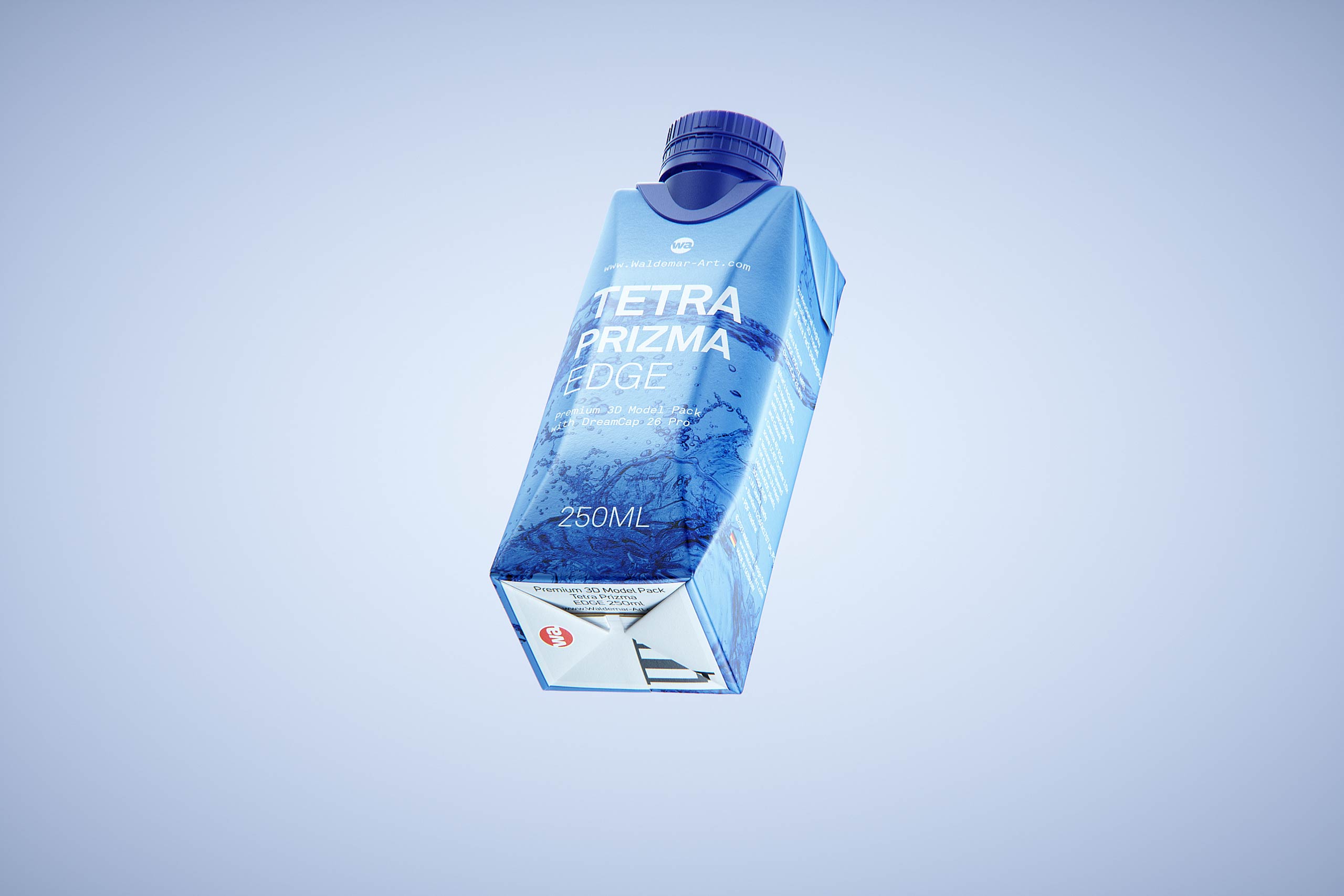 Tetra Pak Prisma EDGE 250ml with tethered cap DreamCap 26 Pro - front-bottom view