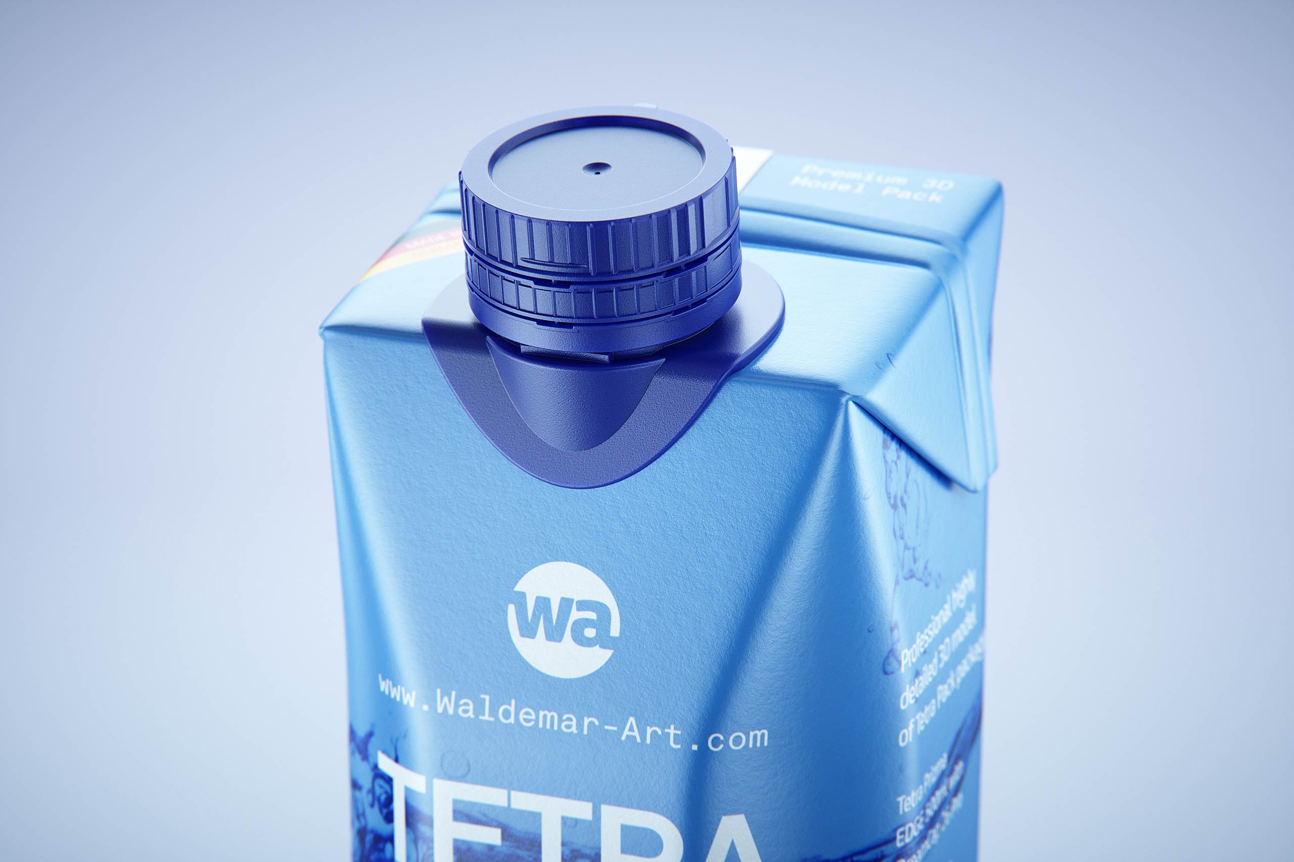Premium packaging 3d model of Tetra Pack Prisma EDGE 500ml with tethered cap DreamCap 26 Pro