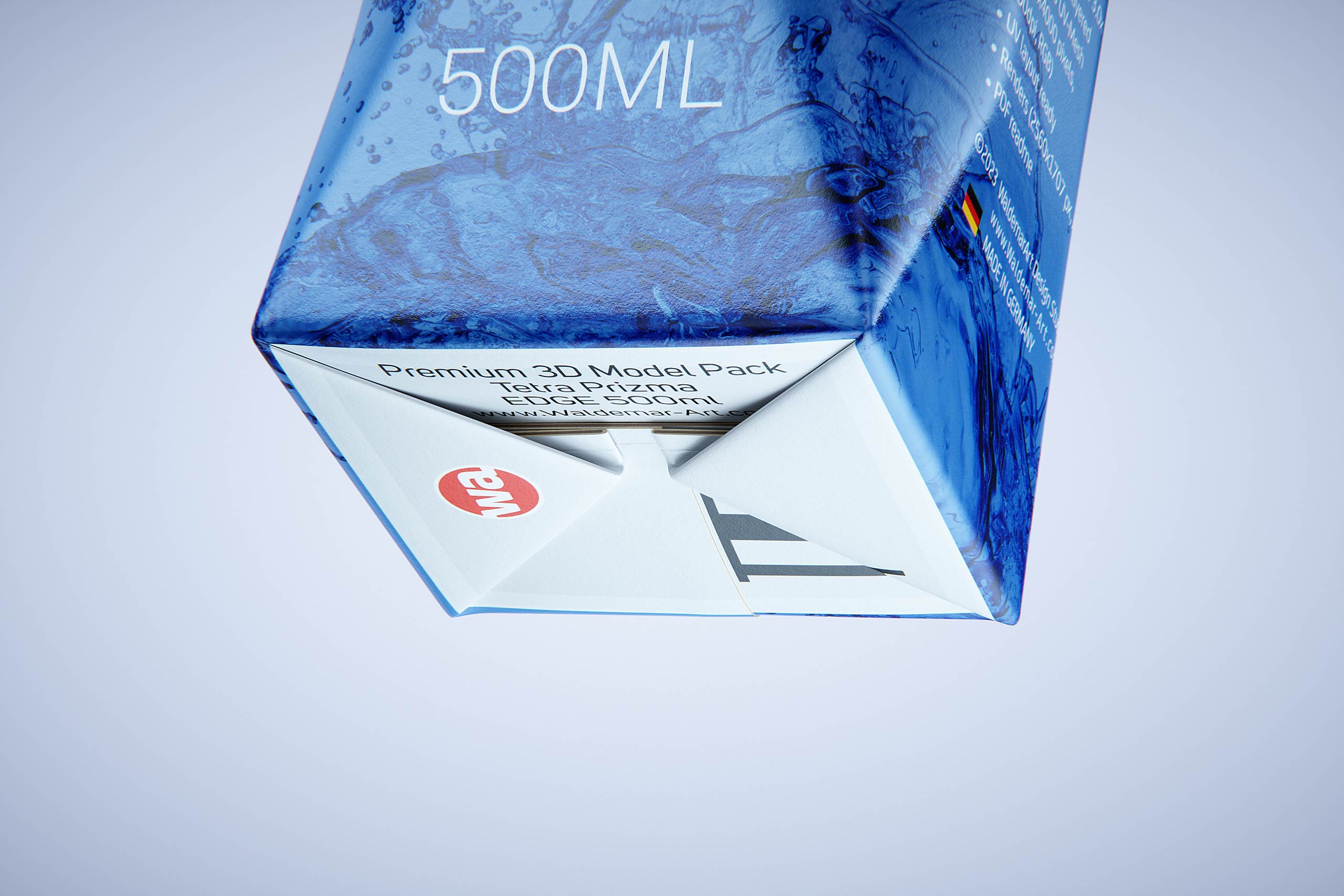 Premium packaging 3d model of Tetra Pack Prisma EDGE 500ml with tethered cap DreamCap 26 Pro