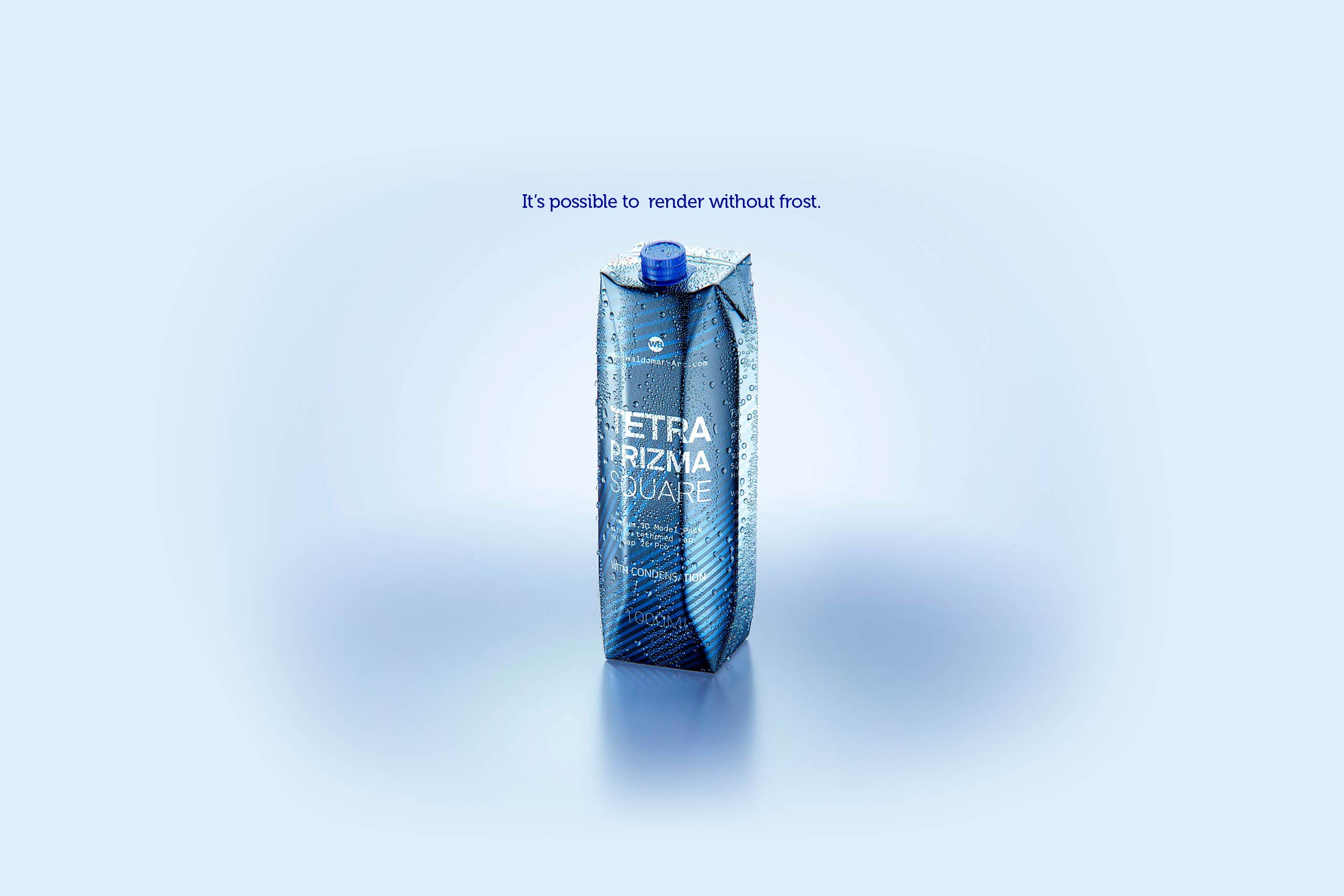 Tetra Prisma Square 1000ml with tethered cap HeliCap26 Pro and water condensation premium packaging 3d model pak