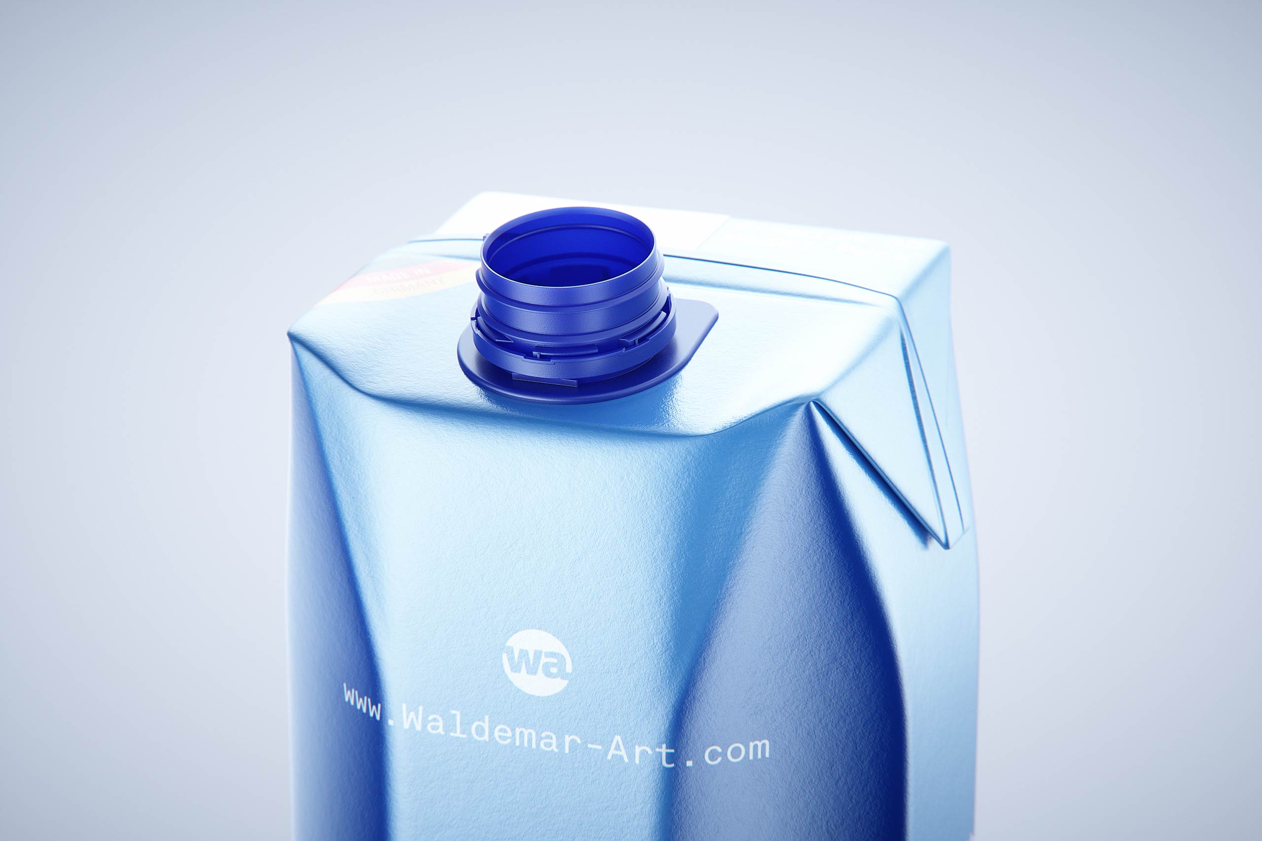 Premium packaging 3d model of Tetra Pack Prisma Square 1000ml with tethered cap HeliCap 26 Pro