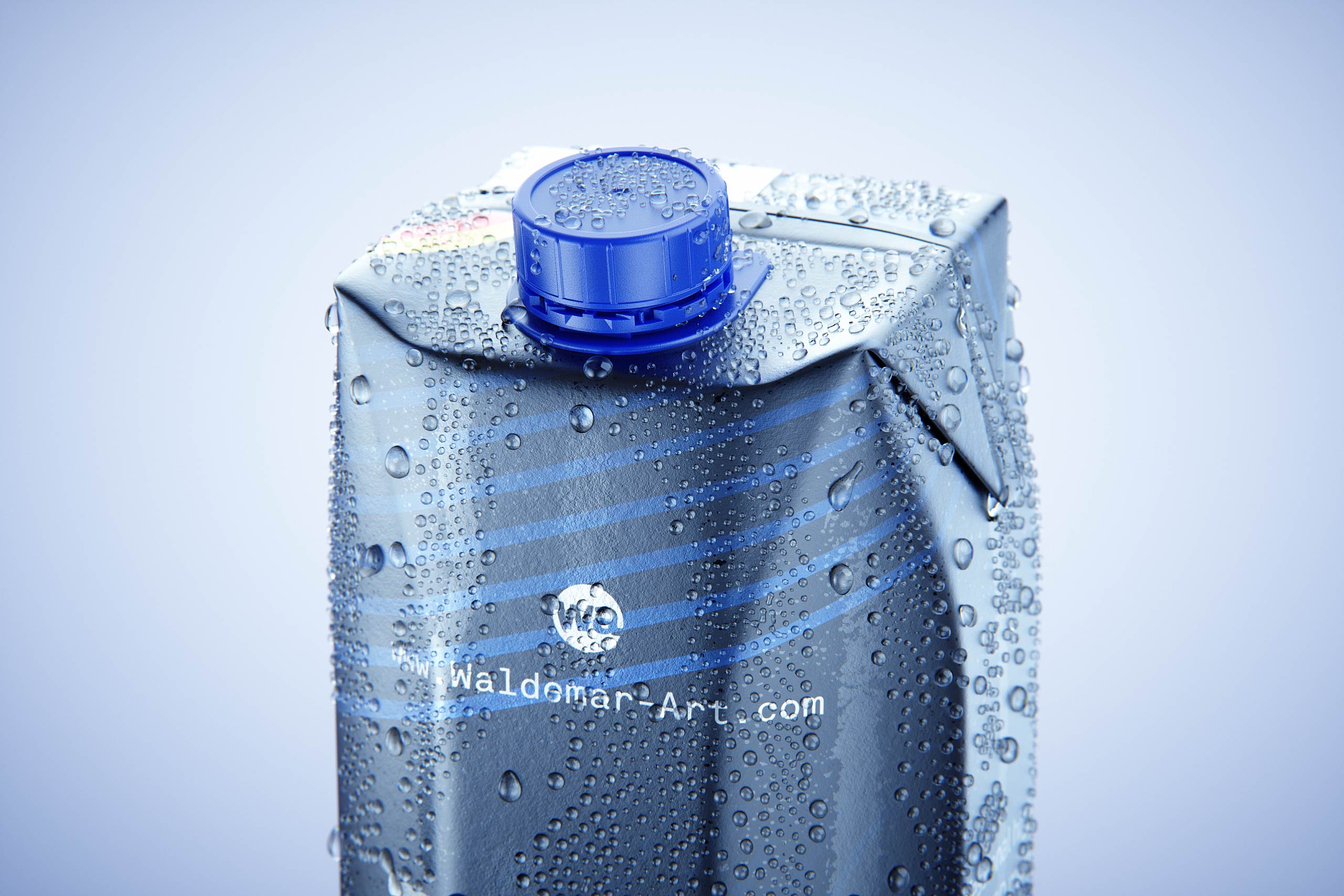 Tetra Prisma Square 1000ml with HeliCap27 and water condensation premium packaging 3d model pak