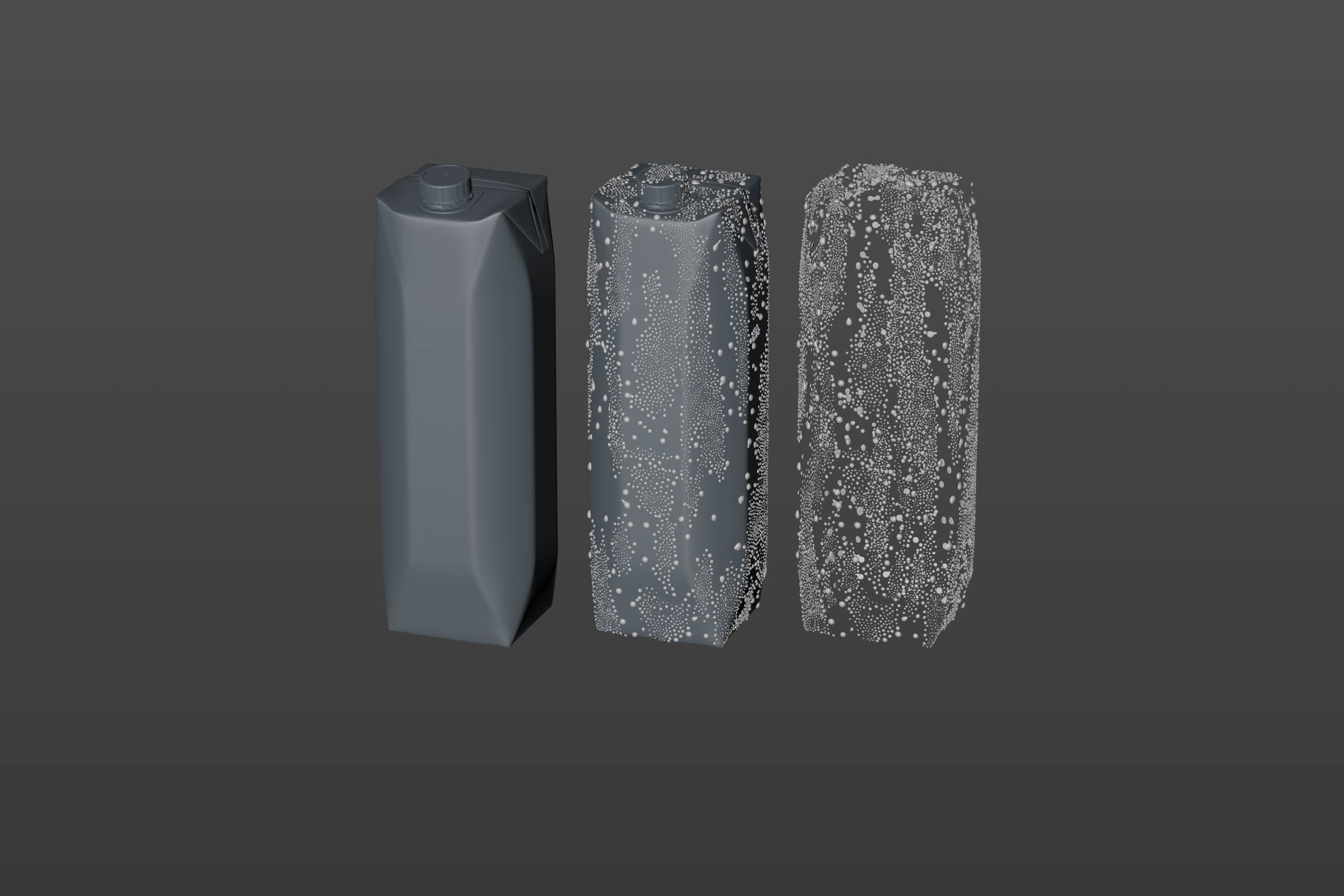 Tetra Prisma Square 1000ml with HeliCap27 and water condensation premium packaging 3d model pak