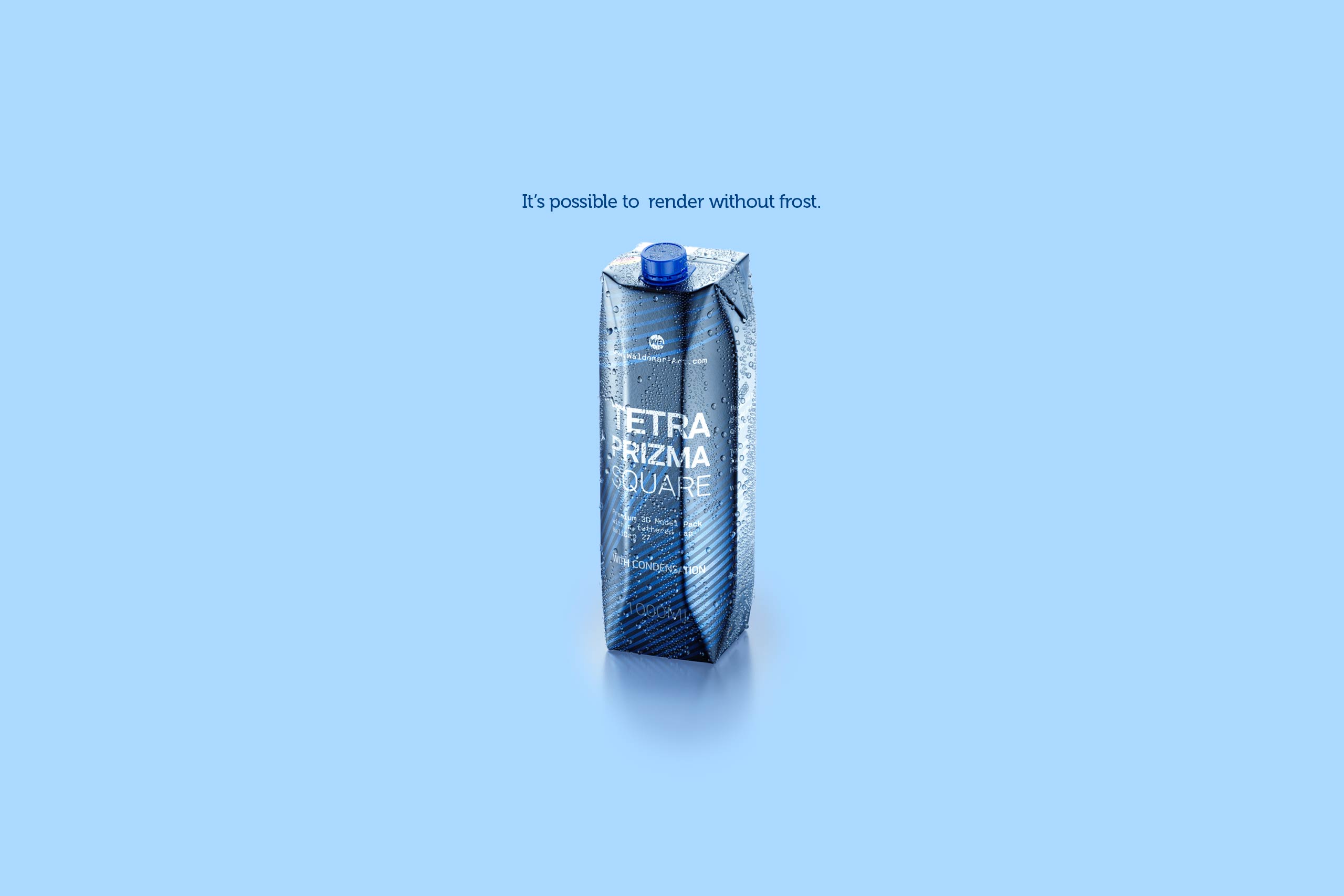 Tetra Prisma Square 1000ml with HeliCap27 and water condensation premium packaging 3d model pak