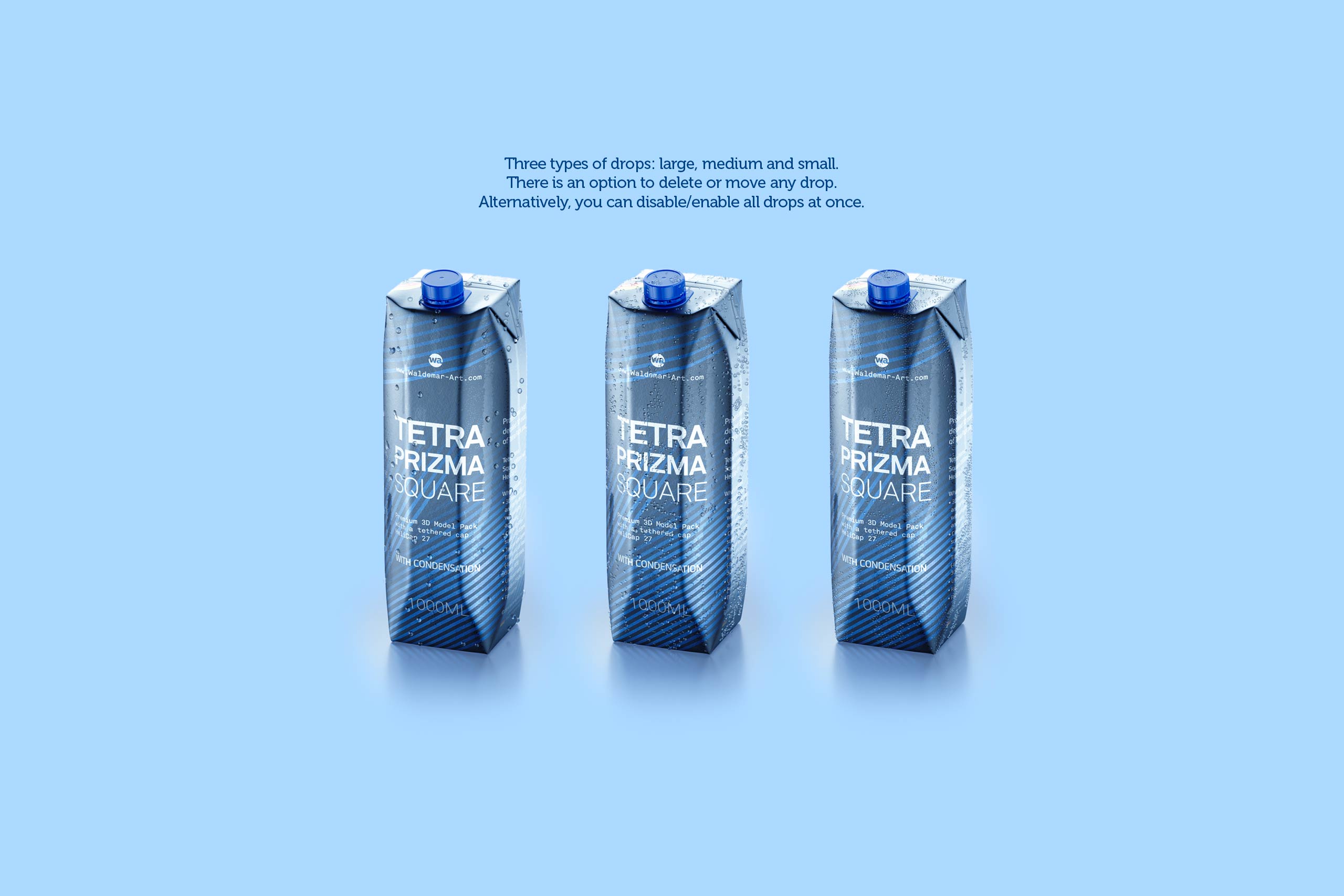 Tetra Prisma Square 1000ml with HeliCap27 and water condensation premium packaging 3d model pak