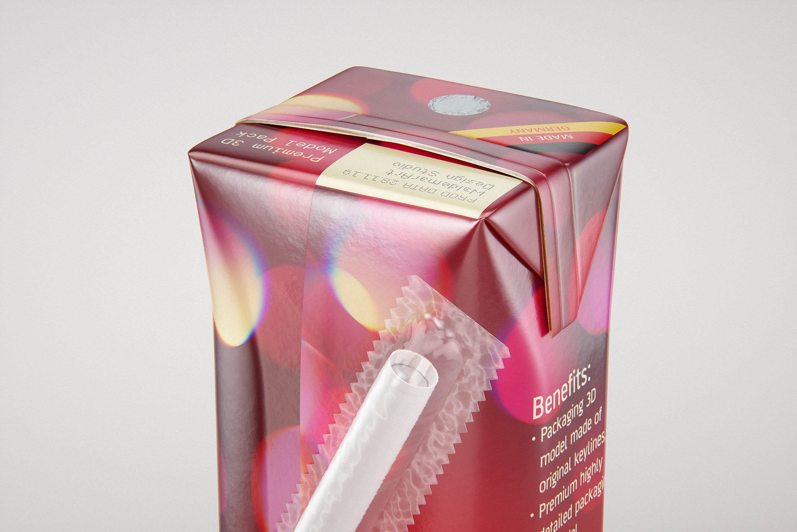 Tetra Pack Prisma Square 200ml packaging 3D model pak with PullTab and Straw