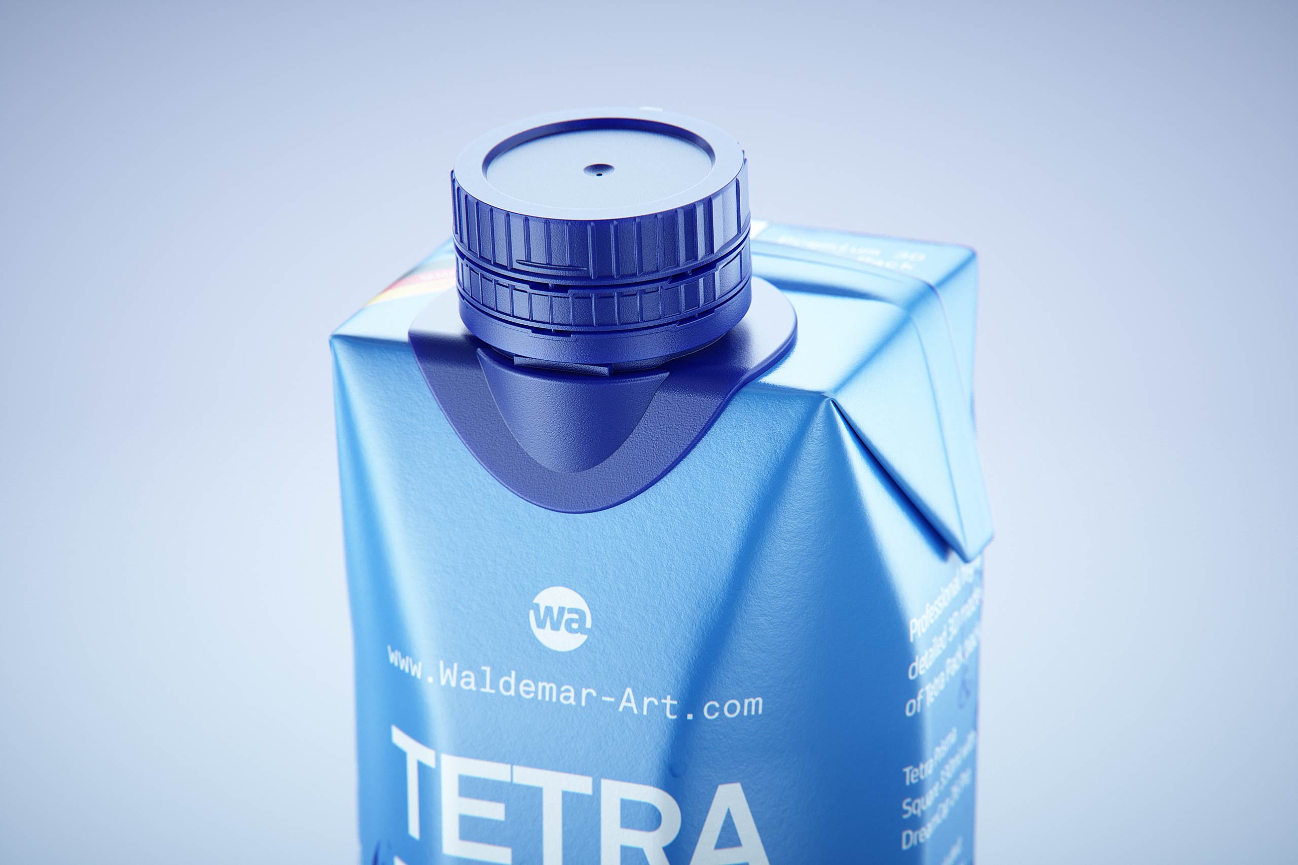 Premium packaging 3d model of Tetra Pack Prisma Square 330ml with tethered cap DreamCap 26 Pro