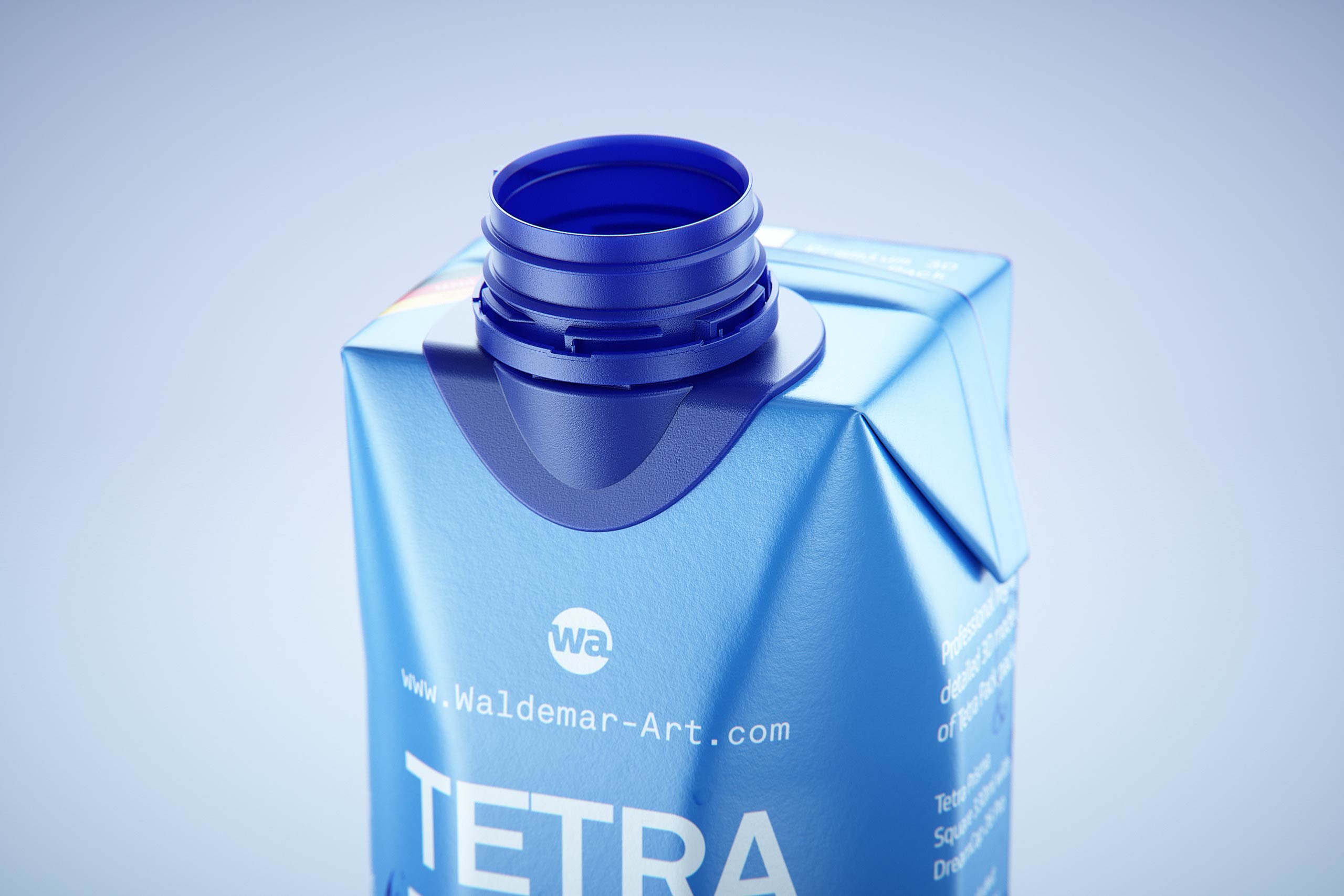 Premium packaging 3d model of Tetra Pack Prisma Square 330ml with tethered cap DreamCap 26 Pro