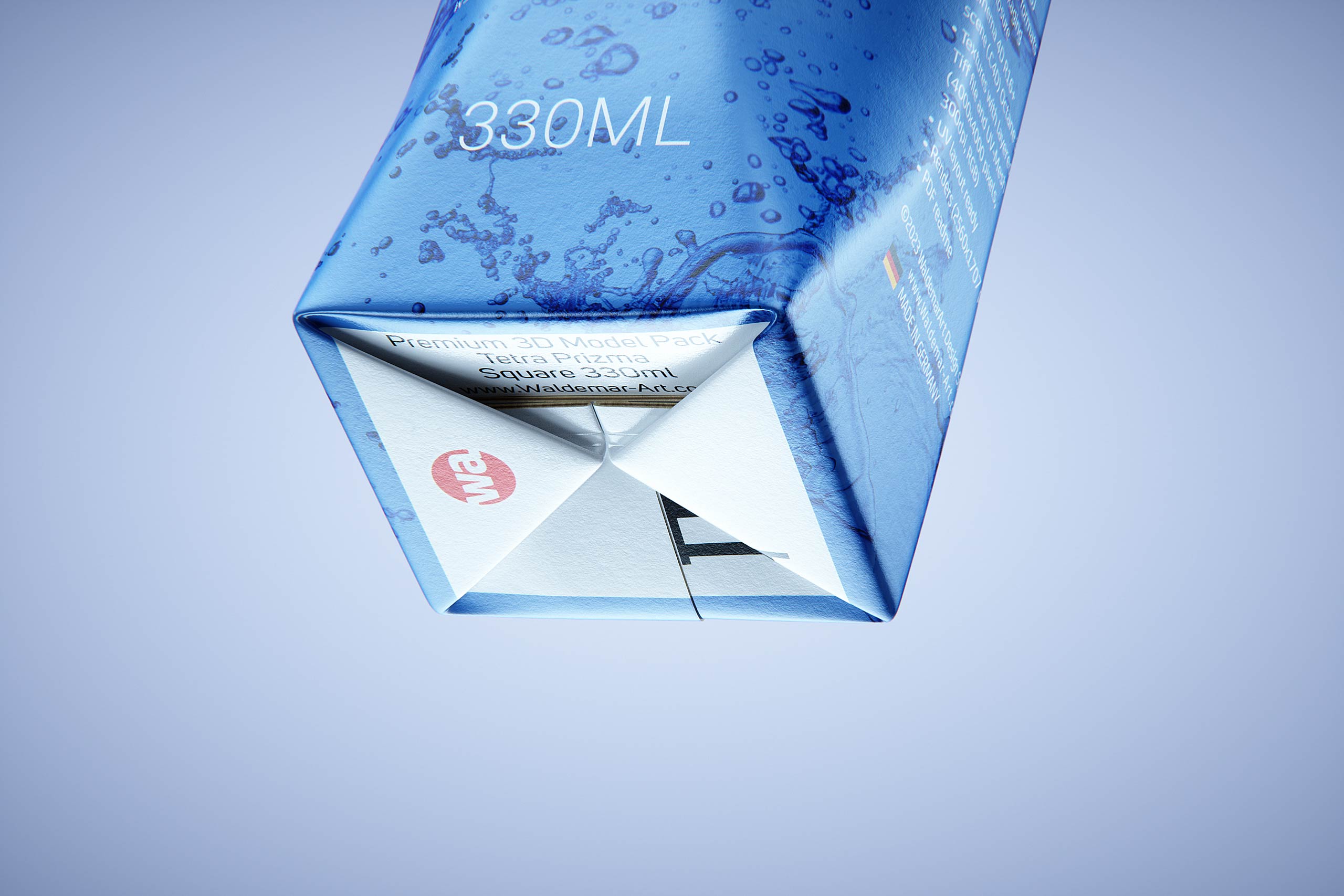 Premium packaging 3d model of Tetra Pack Prisma Square 330ml with tethered cap DreamCap 26 Pro