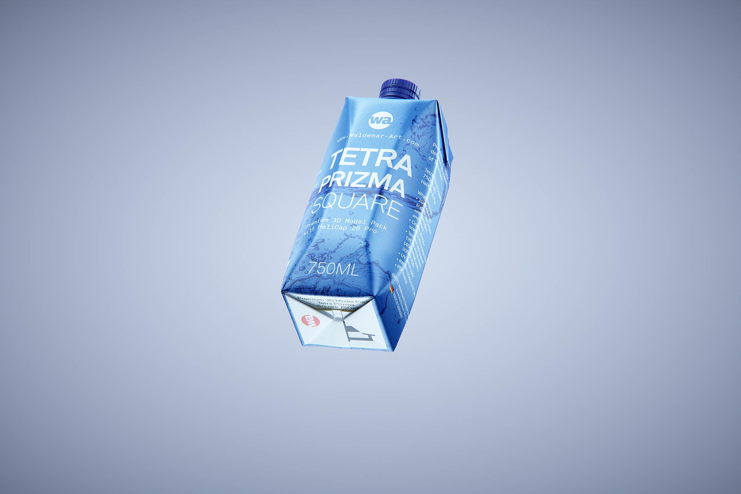 Tetra Prisma Square 750ml with HeliCap 26 Pro premium juice carton packaging 3d model