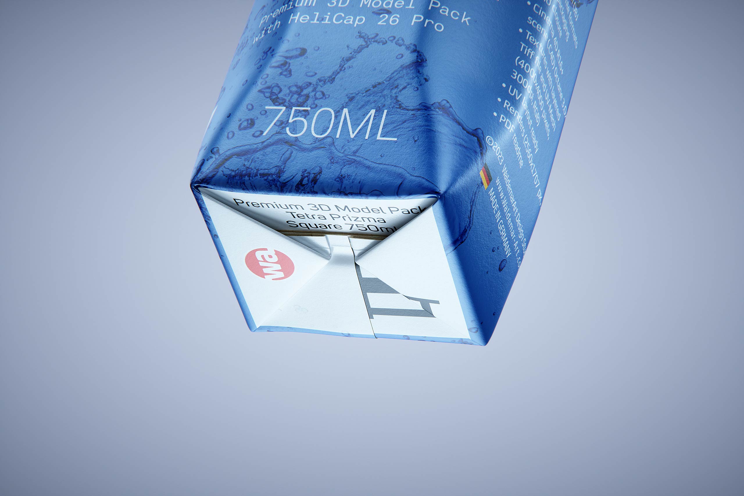 Tetra Prisma Square 750ml with HeliCap 26 Pro premium juice carton packaging 3d model