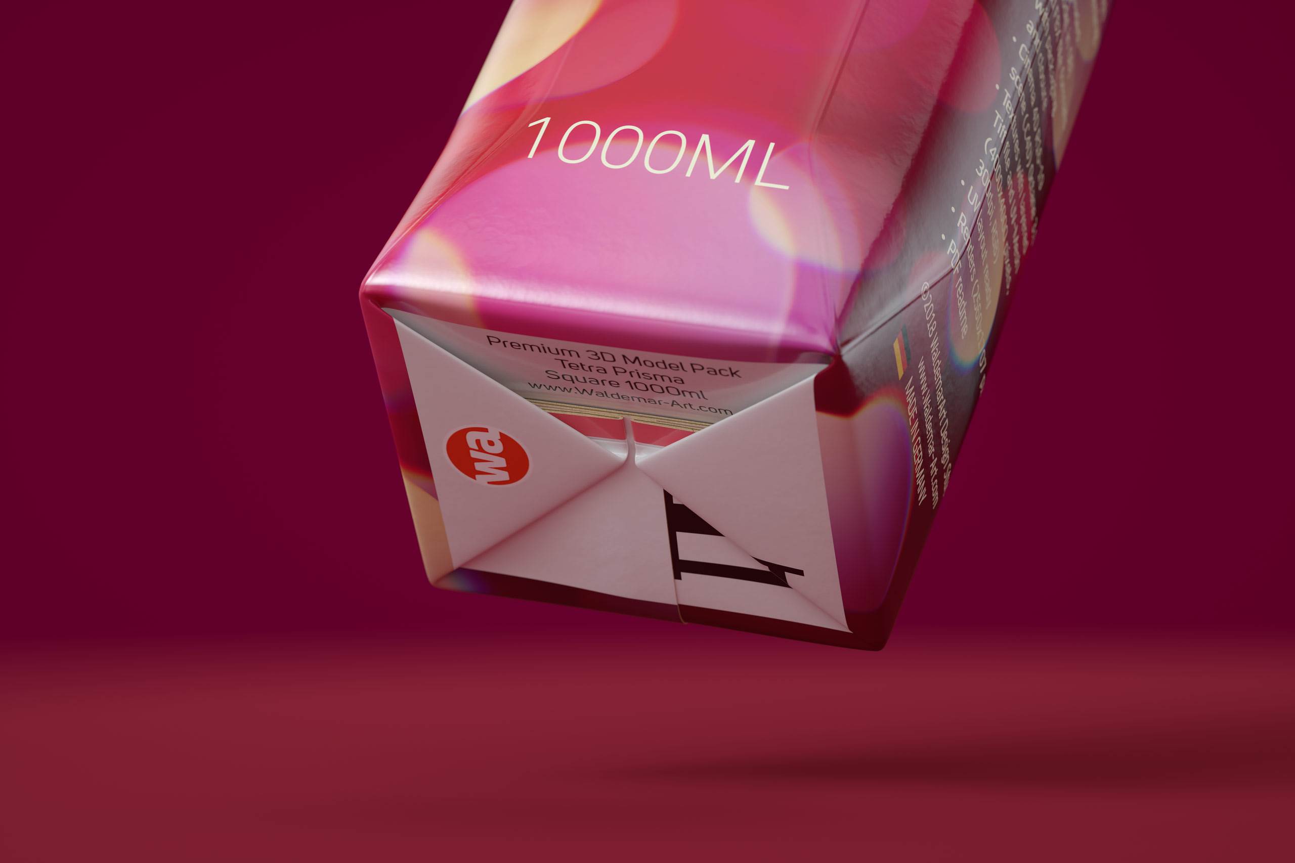 Tetra Pack Prisma Square 1000ml premium packaging 3D model pak with HeliCap 27