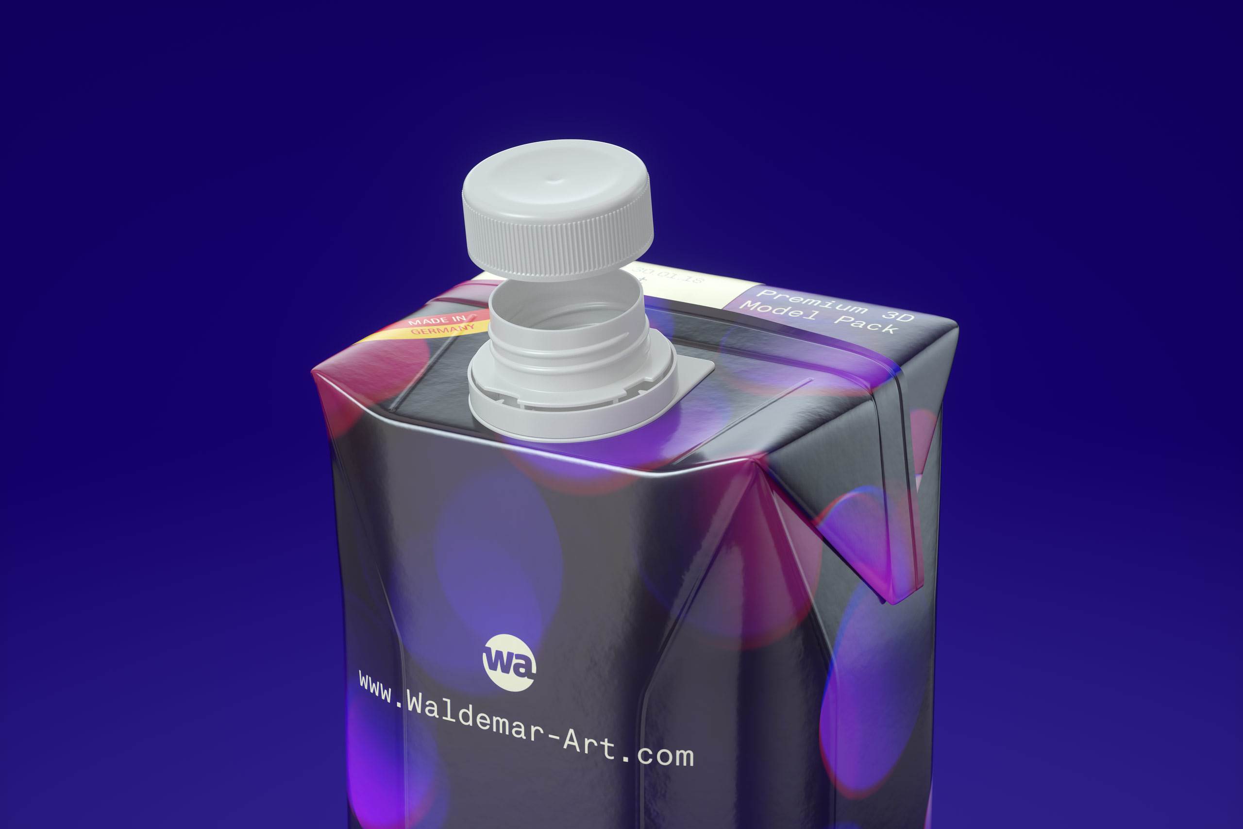 Packaging 3D model pak of Tetra Pack Prisma Aseptic 1000ml Square with StreamCap