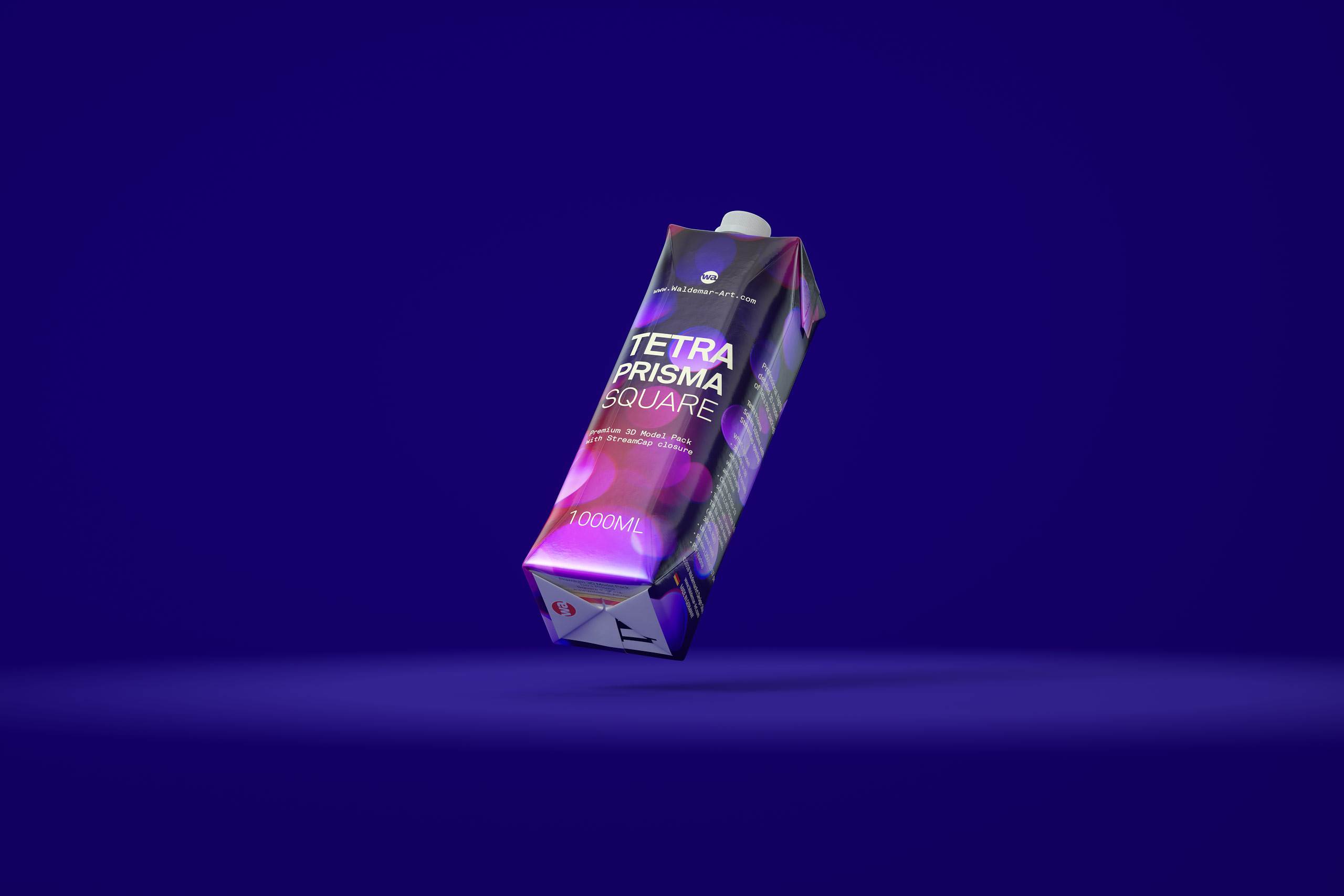 Packaging 3D model pak of Tetra Pack Prisma Aseptic 1000ml Square with StreamCap