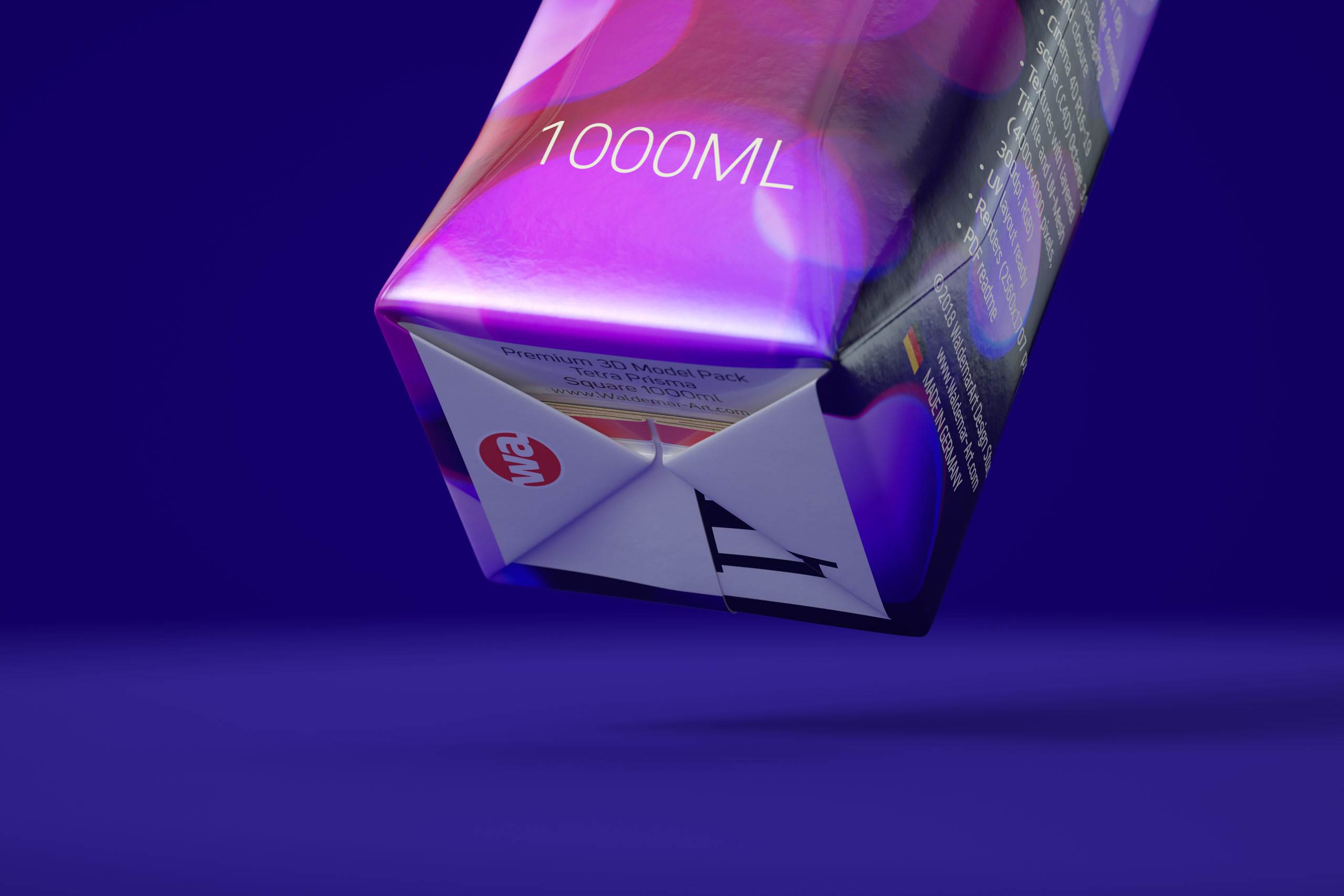 Packaging 3D model pak of Tetra Pack Prisma Aseptic 1000ml Square with StreamCap