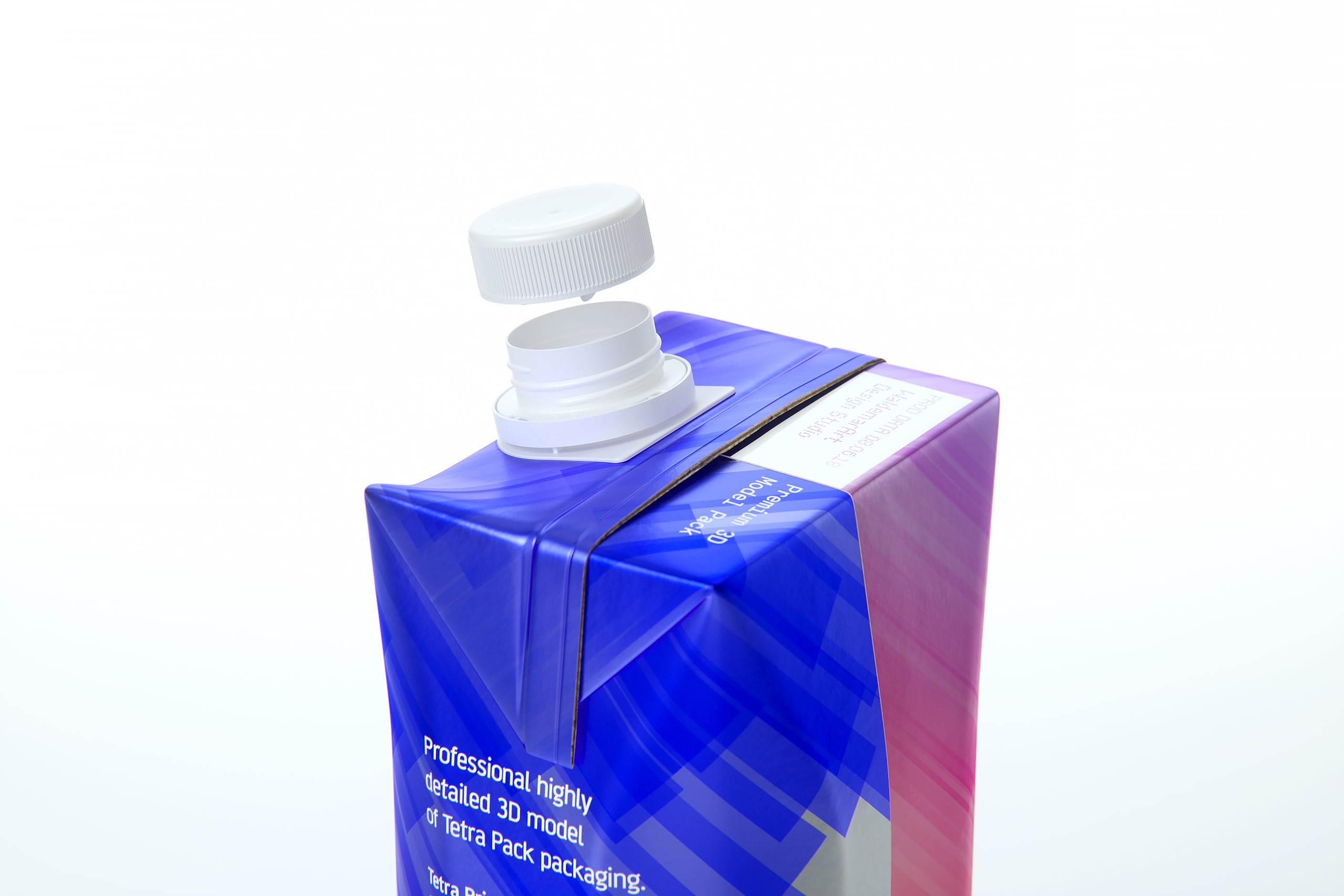 Packaging 3d model pak of Tetra Pack Prisma Square 500ml with StreamCap opening