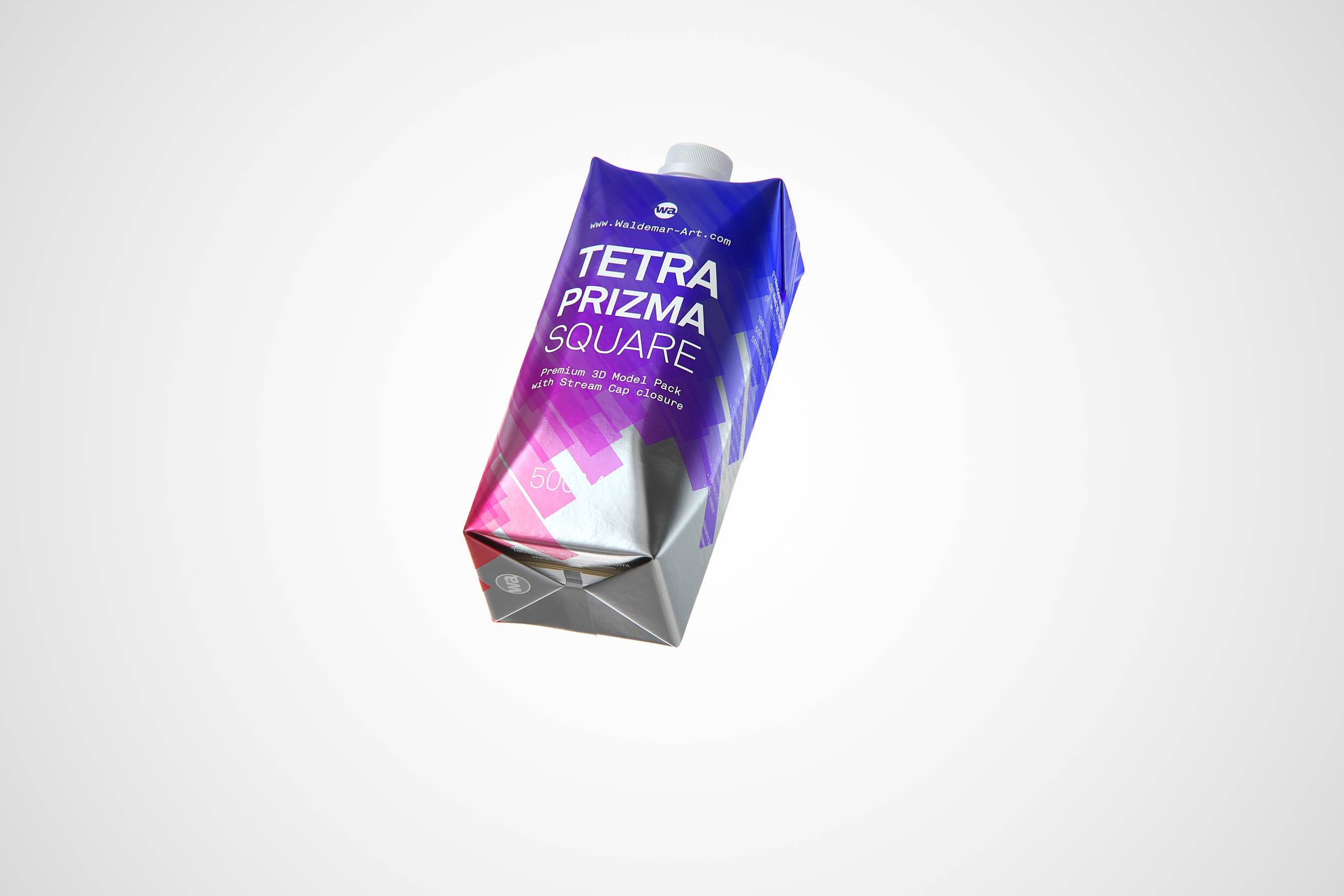Packaging 3d model pak of Tetra Pack Prisma Square 500ml with StreamCap opening